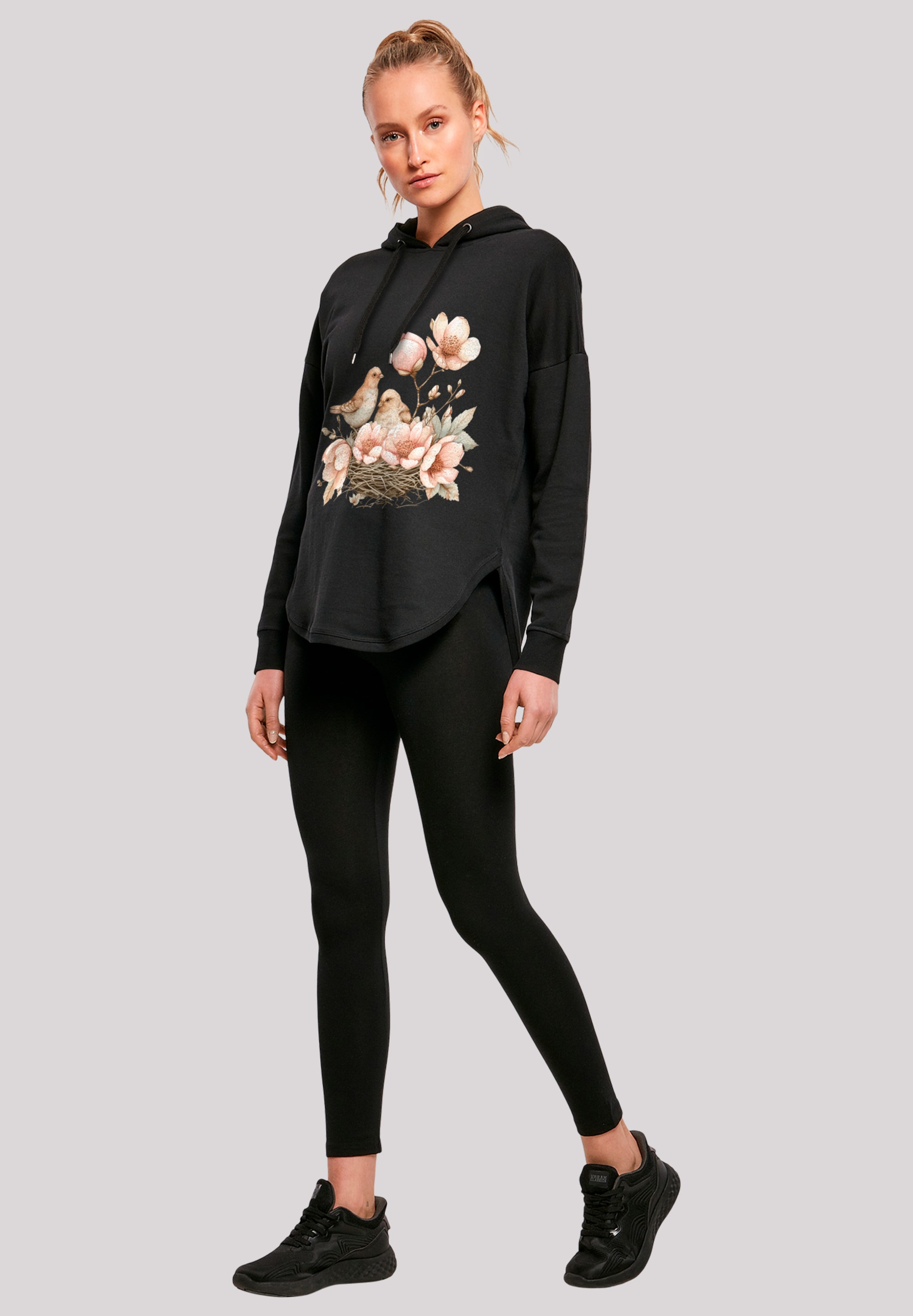 F4NT4STIC Kapuzenpullover »Vogelnest Blumen«, Premium Qualität