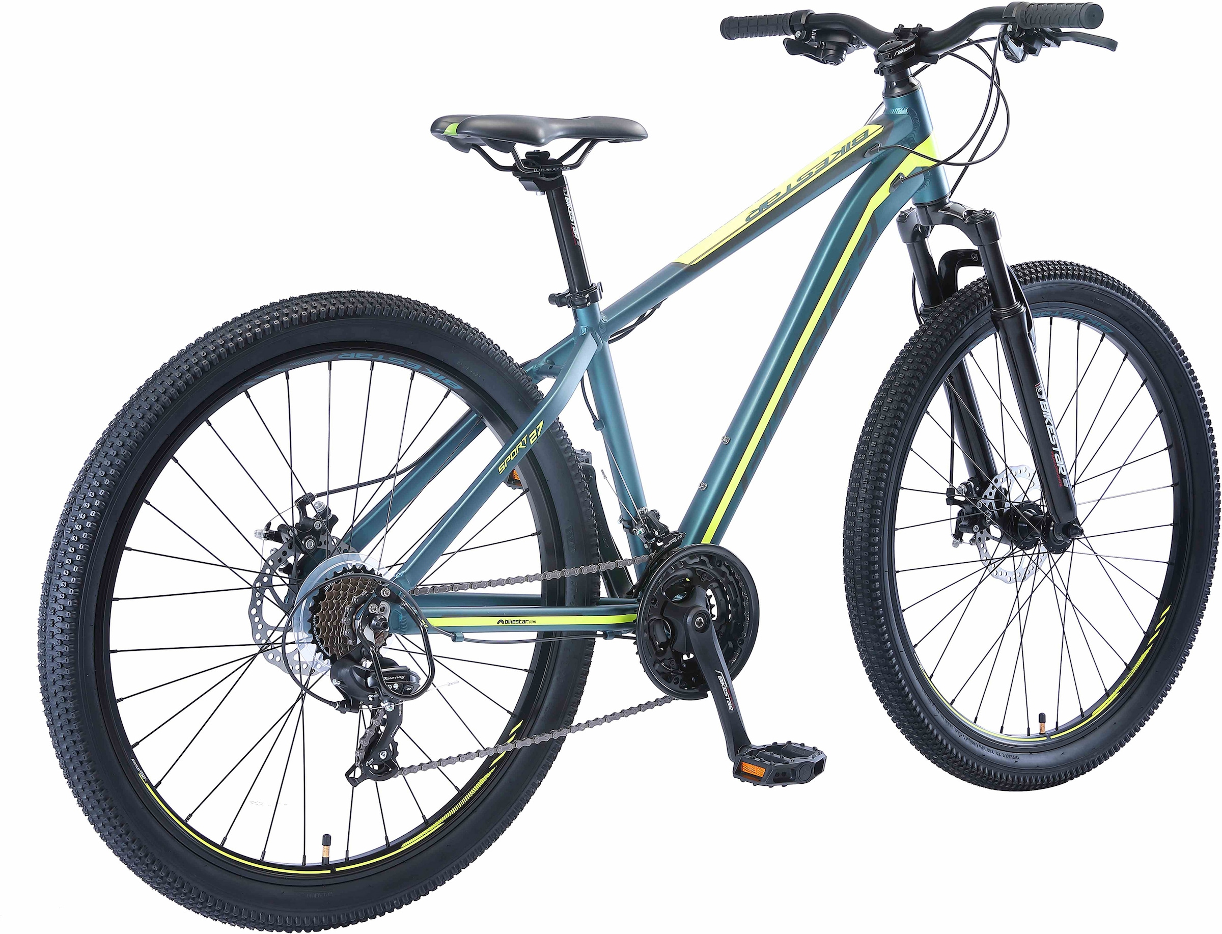 Bikestar Mountainbike, 21 Gang, Shimano, RD-TY300 Schaltwerk, Kettenschaltung, für Damen und Herren, Kettenschaltung