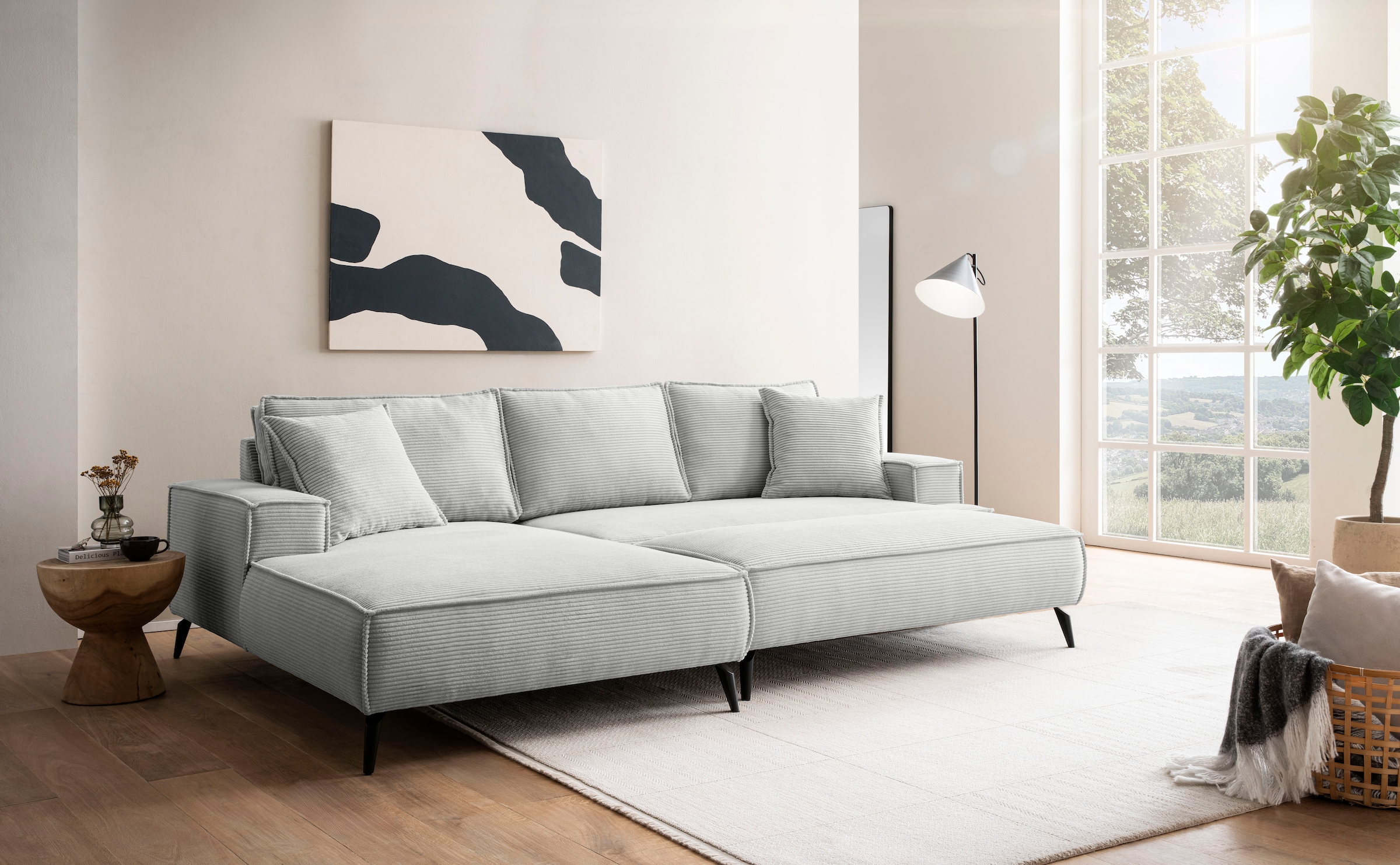 andas Sitzgruppe »TVINNU, Polsterecke L-Form, Schlaffunktion, mit Hocker«, (Set, 2 tlg.), stellbar zum Schlafsofa (Krokodilverbinder)