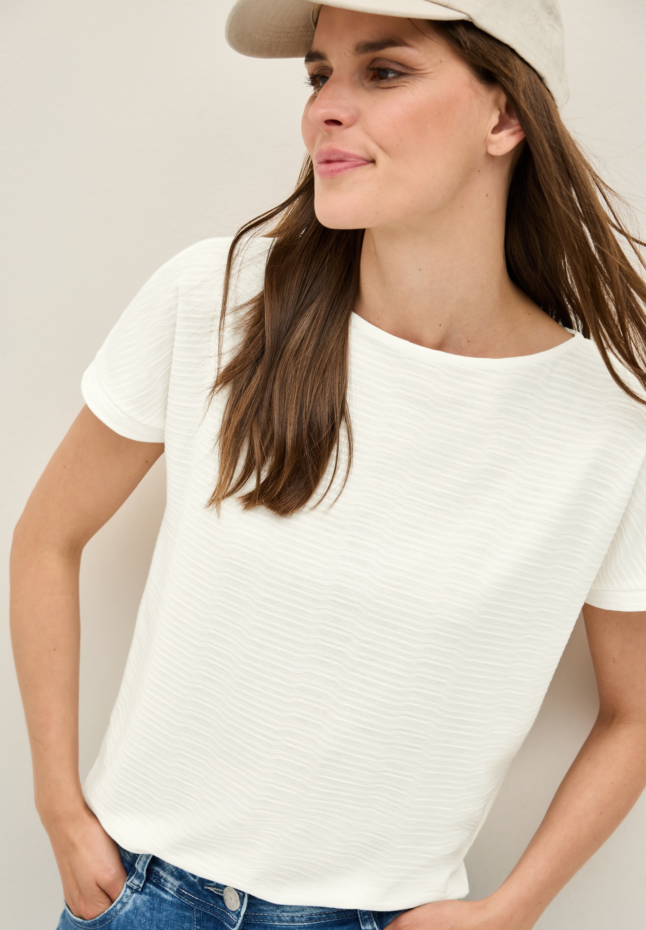 Cecil T-Shirt, aus elastischem Materialmix günstig online kaufen