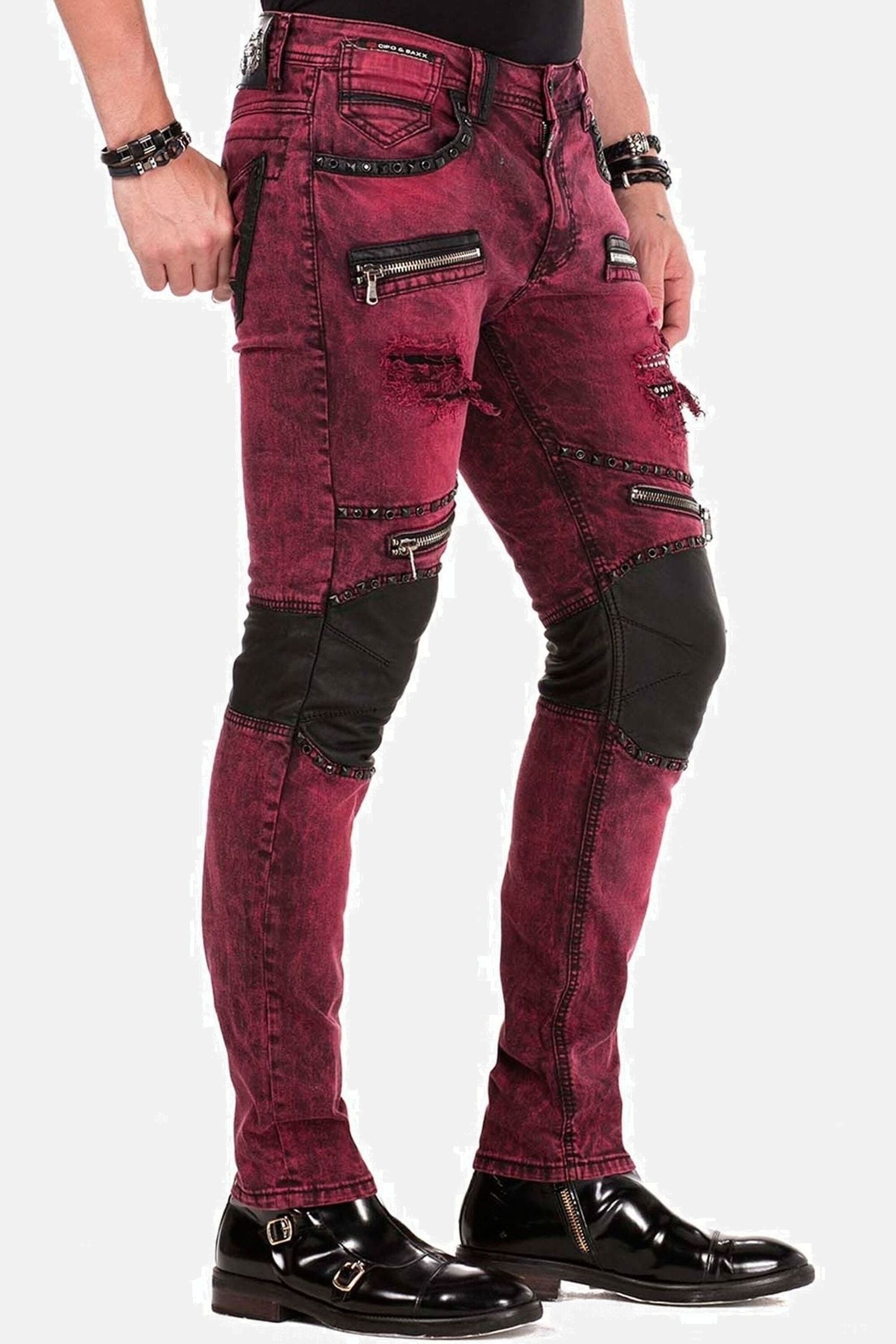 Cipo & Baxx Slim-fit-Jeans »Jeans«, mit Nieten und dekorative Reißverschlüssen, CD-481