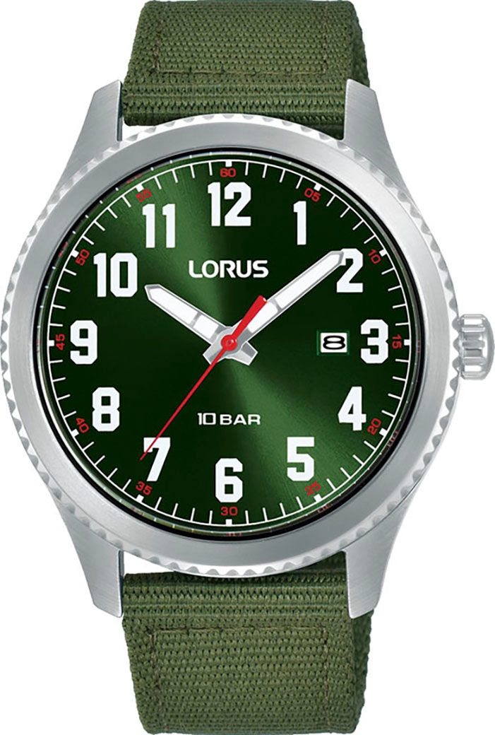 Quarzuhr LORUS, grün, Armbanduhren, Herren, Quarzuhr, Armbanduhr, Herrenuhr, analog, Tag