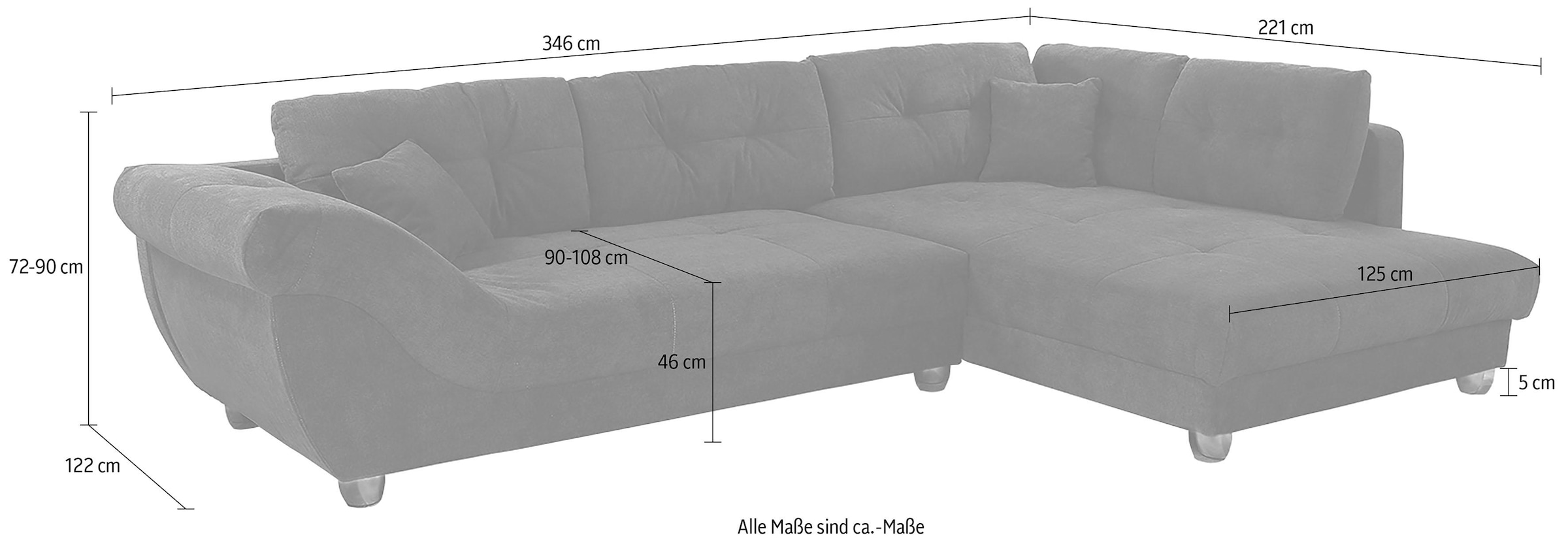 Liegefläche, BAUR kaufen und Sitz- | Ecksofa links Gruppe »Siena«, oder montierbar rechts Jockenhöfer große Ottomane