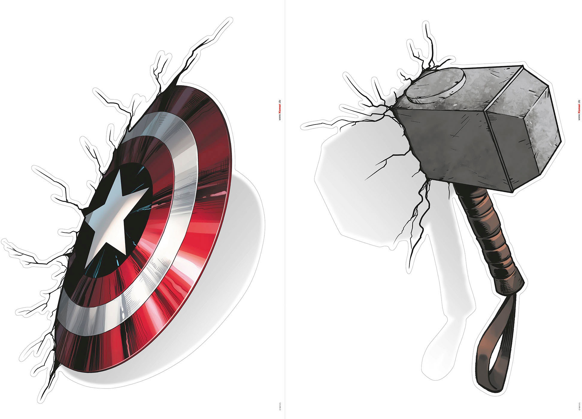 Komar Wandtattoo "Avengers Powerful Weapons - Größe 50 x 70 cm", (2 St.), s günstig online kaufen