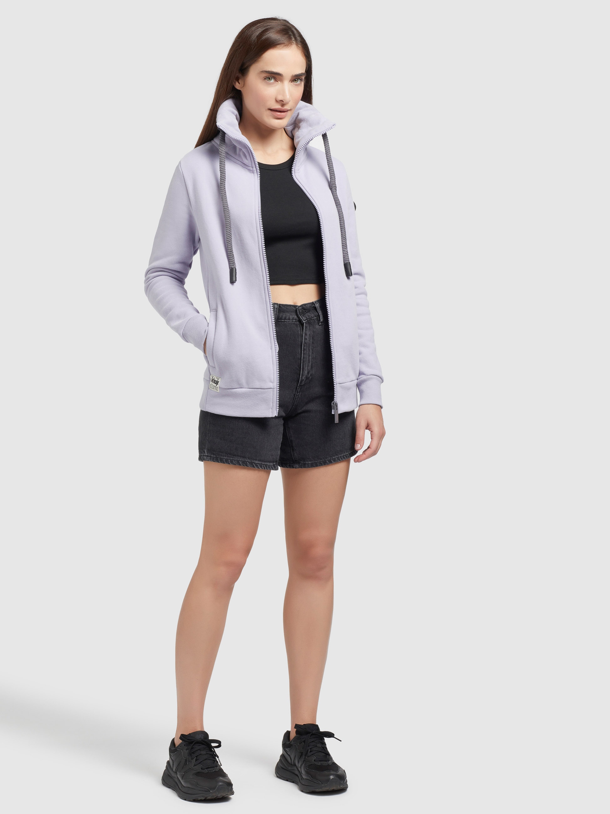 khujo Sweatjacke »TOSTA«, mit hoch schließendem Kragen und Kordelzug