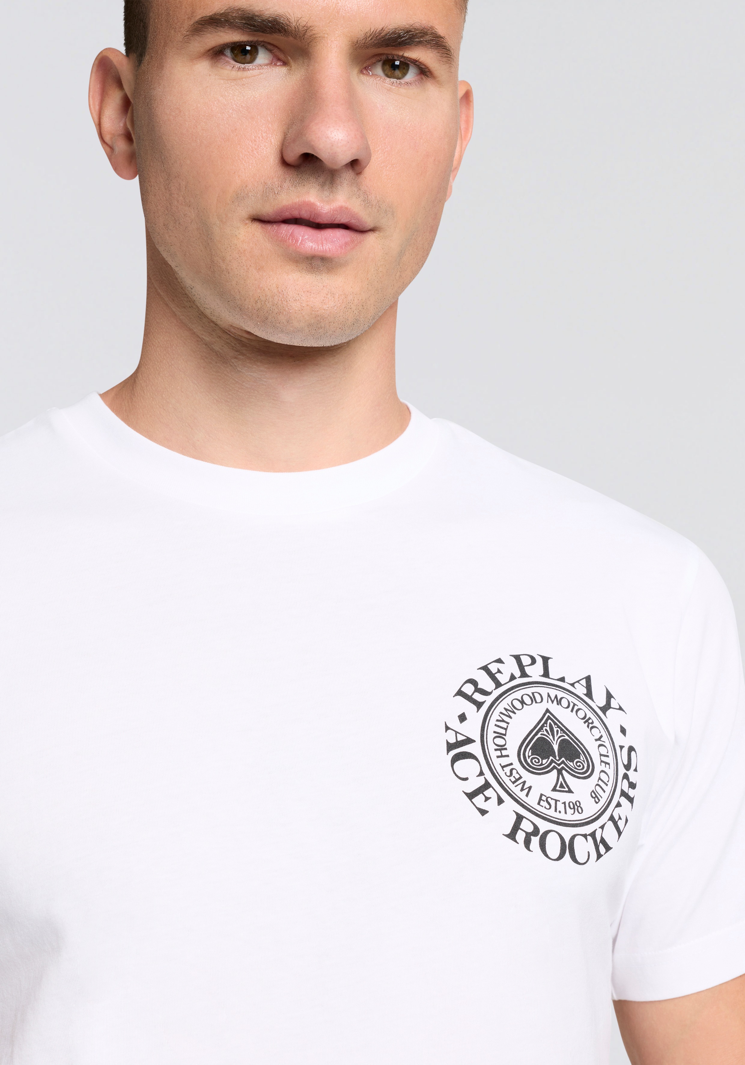 Thumbnail - Replay T-Shirt Kontrastfarbener Replay- Druck