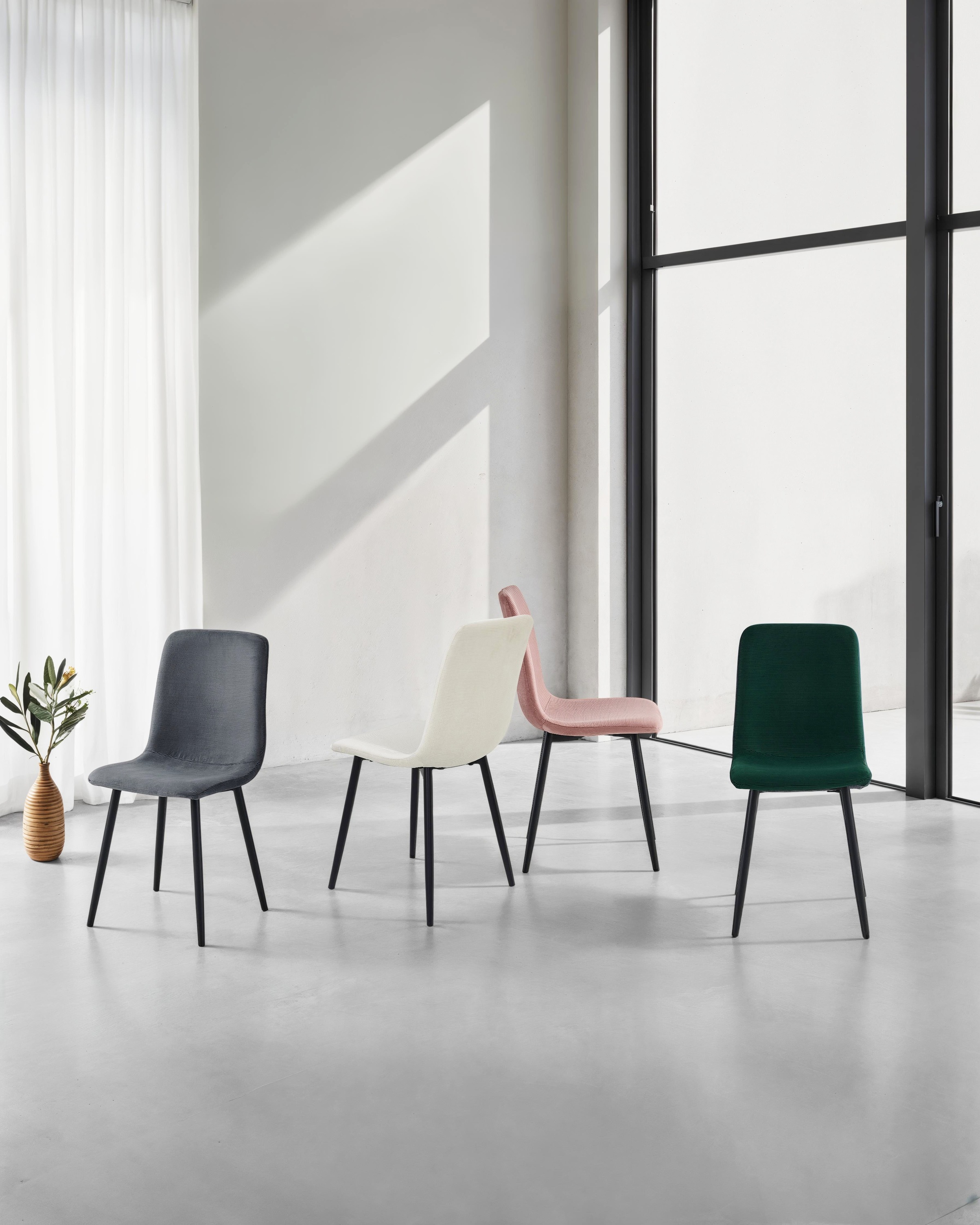 HELA 4-Fußstuhl »LEIPZIG« (Set) 2 Stk.4-Fuß,Rundrohrgestell konisch,Cordoptik,Sitzschale gespolstert