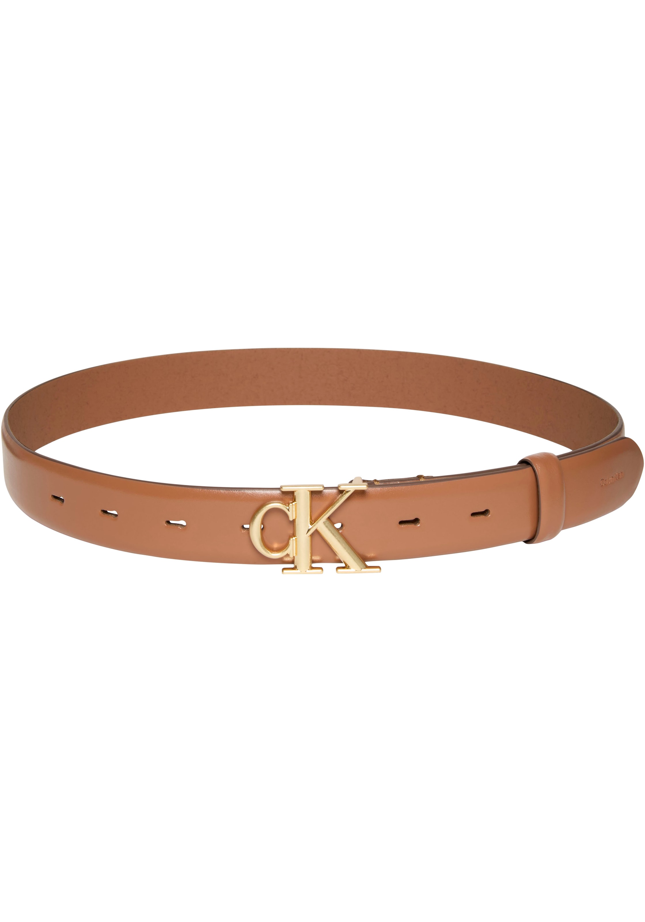 Calvin Klein Ledergürtel "ROUND CK BUCKLE 30MM BELT SMOOTH" Größenverstellb günstig online kaufen