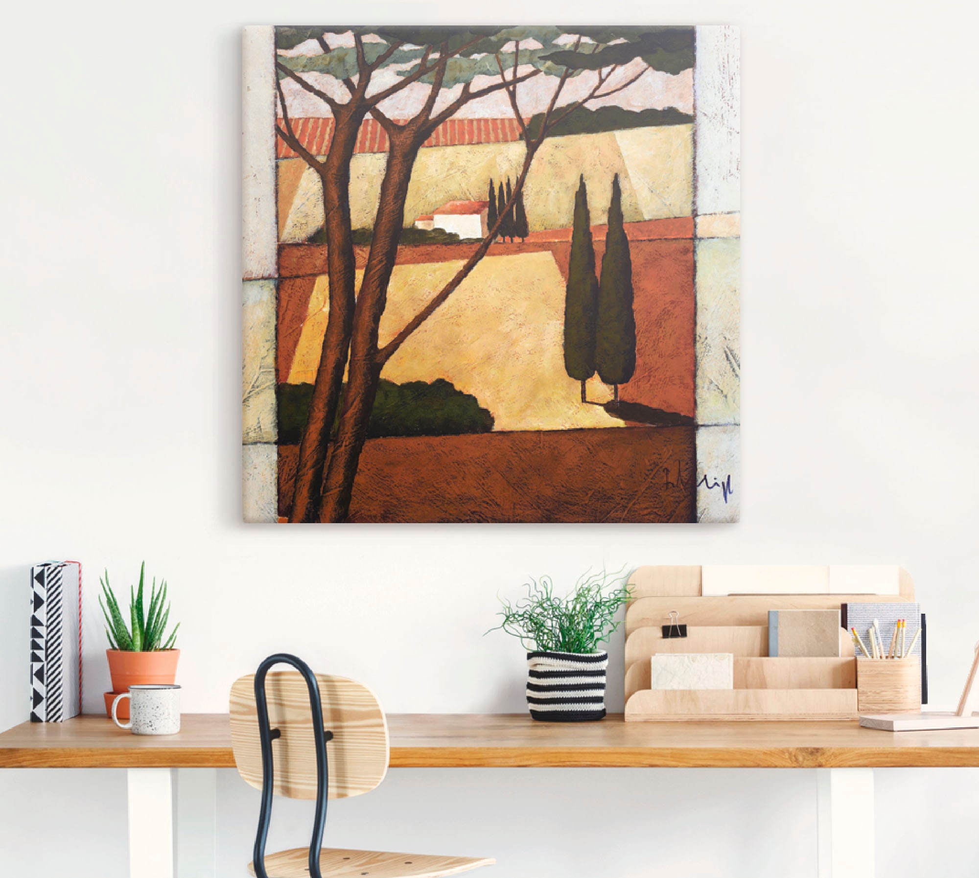 Artland Leinwandbild »Mediterrane Kornfelder IV«, Felder, (1 St.), auf Keilrahmen gespannt