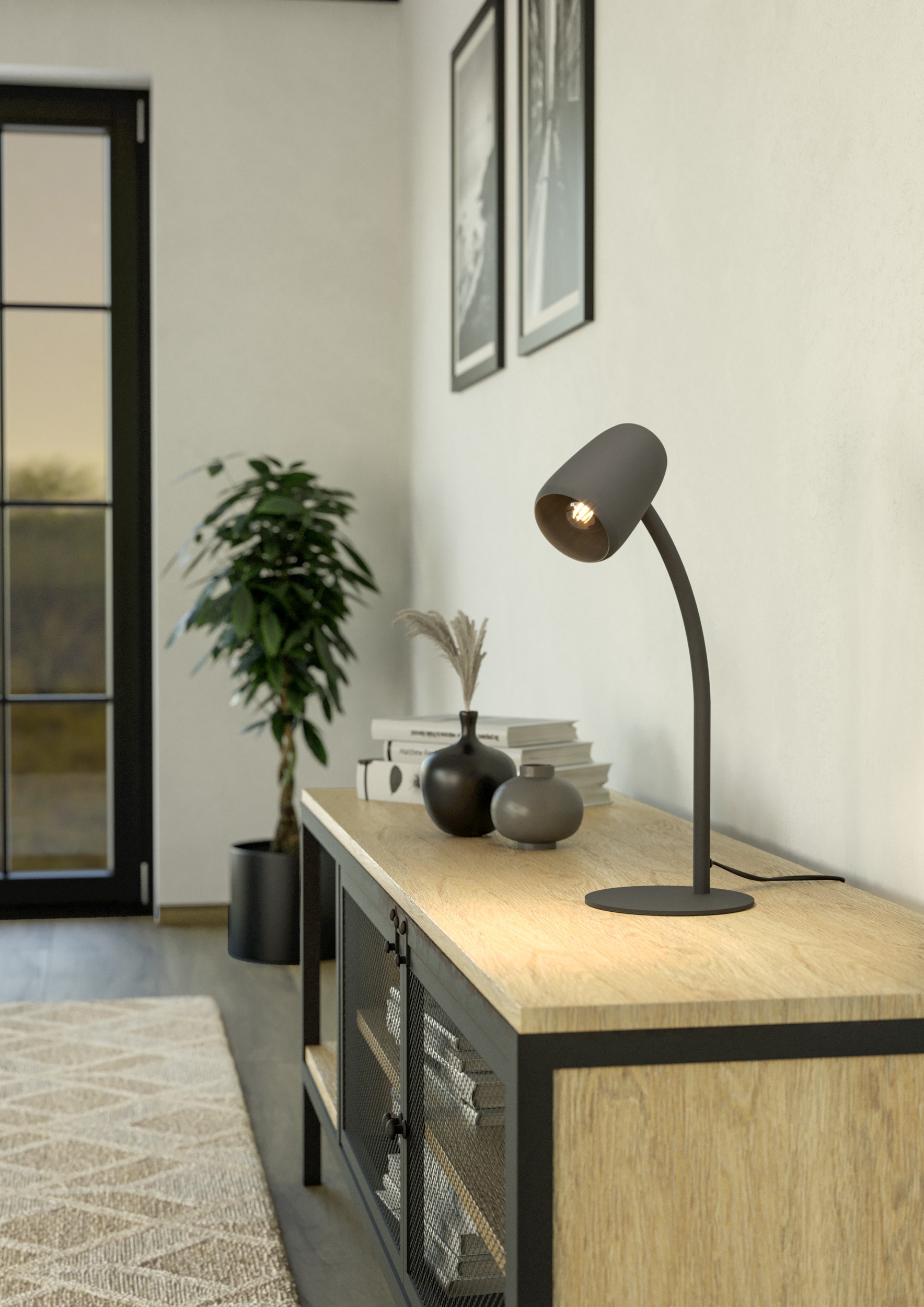 EGLO Tischleuchte »CARLO Tischlampe - Stahl - E14 - 1X18W - IP20« E14 1 Stk. Nachttischlampe, Flexarm, 1,5 m Kabelschalter, L8,5 x B8,5 x H46 cm