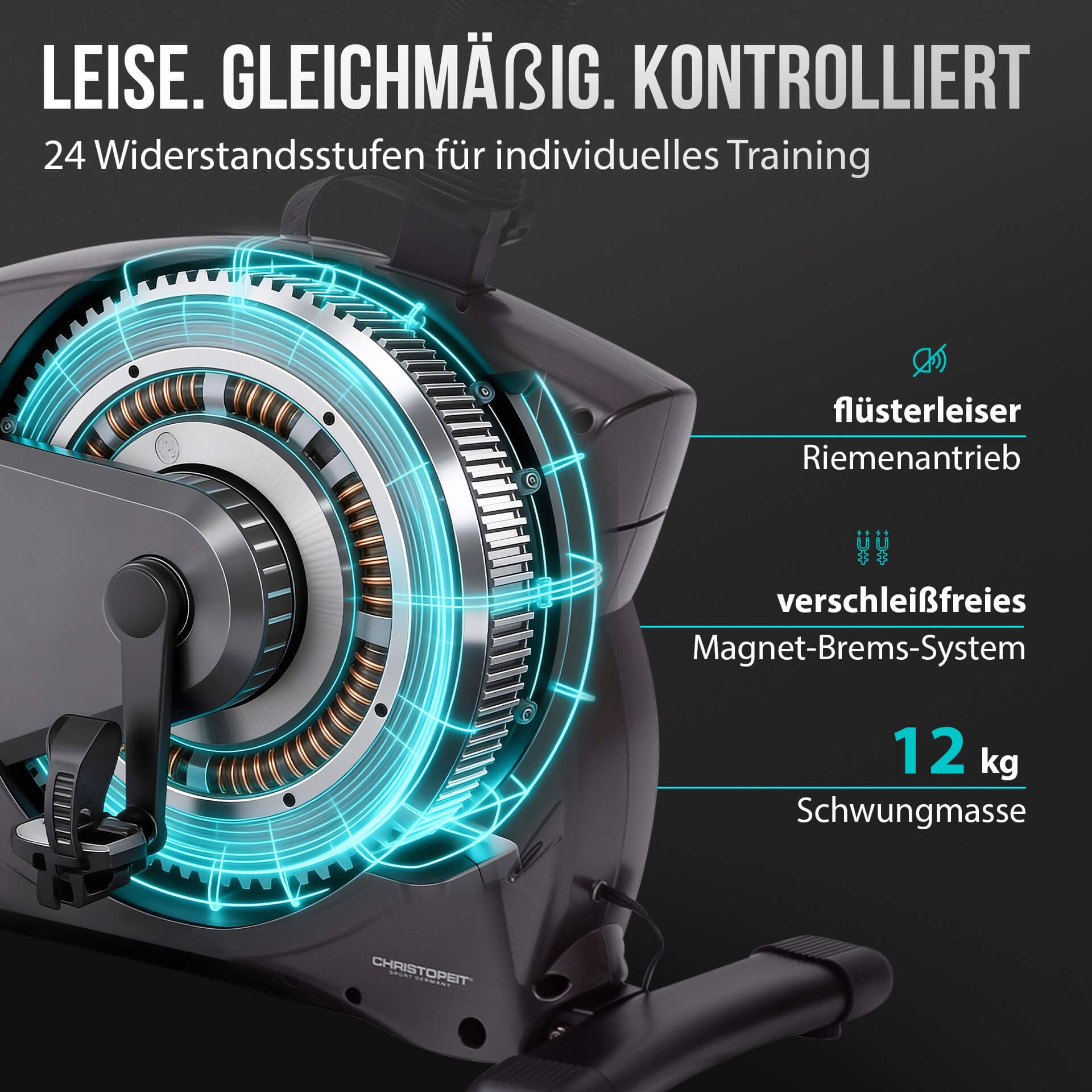 Christopeit Sport® Ergometer »ET 6« 150 kg max. Benutzergewicht, Fahrrad, 24 Widerstandsstufen