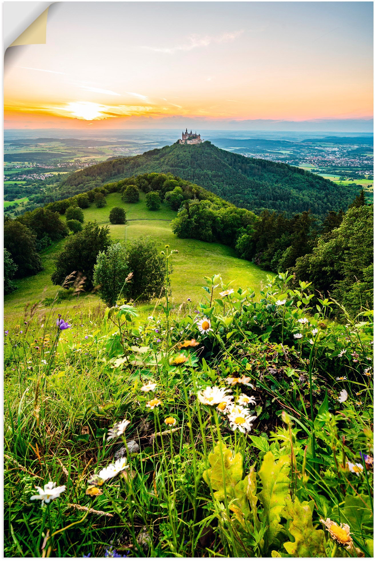Artland Wandfolie "Burg Hohenzollern bei Sonnenuntergang", Berge & Alpenbilder, (1 St.), selbstklebend