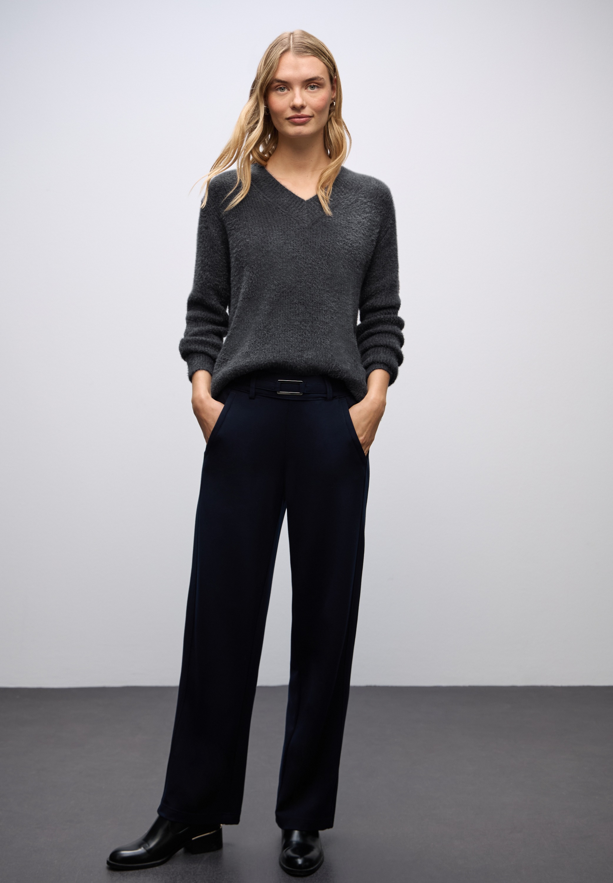 STREET ONE V-Ausschnitt-Pullover Grobstrick günstig online kaufen