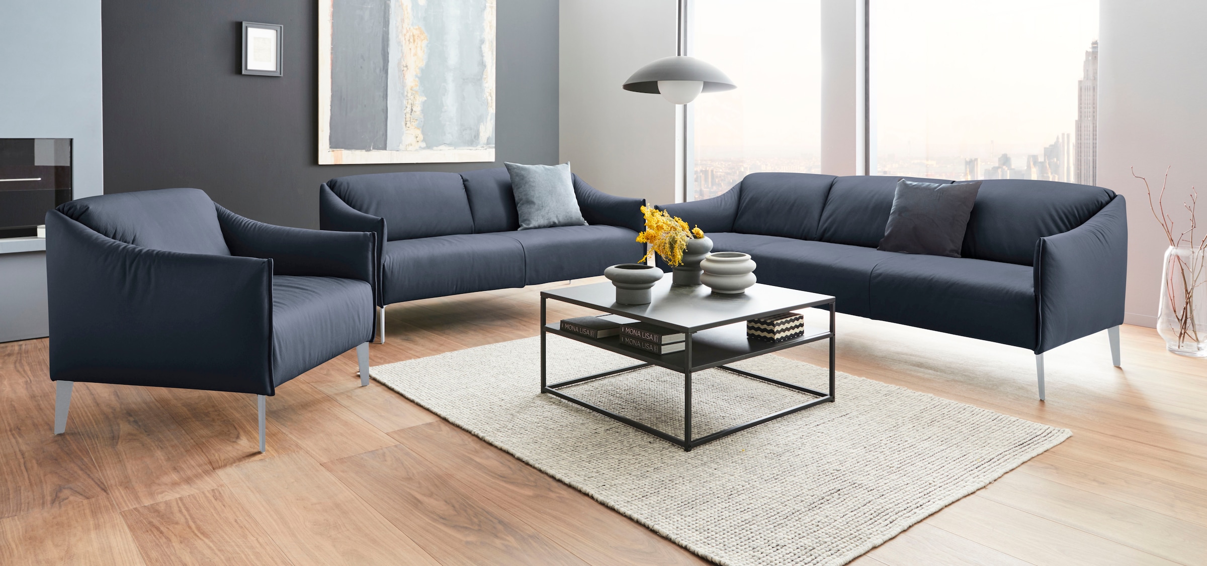 W.SCHILLIG 2,5-Sitzer »sally« mit Metall-Winkelfüßen in Silber matt, Breite 194 cm