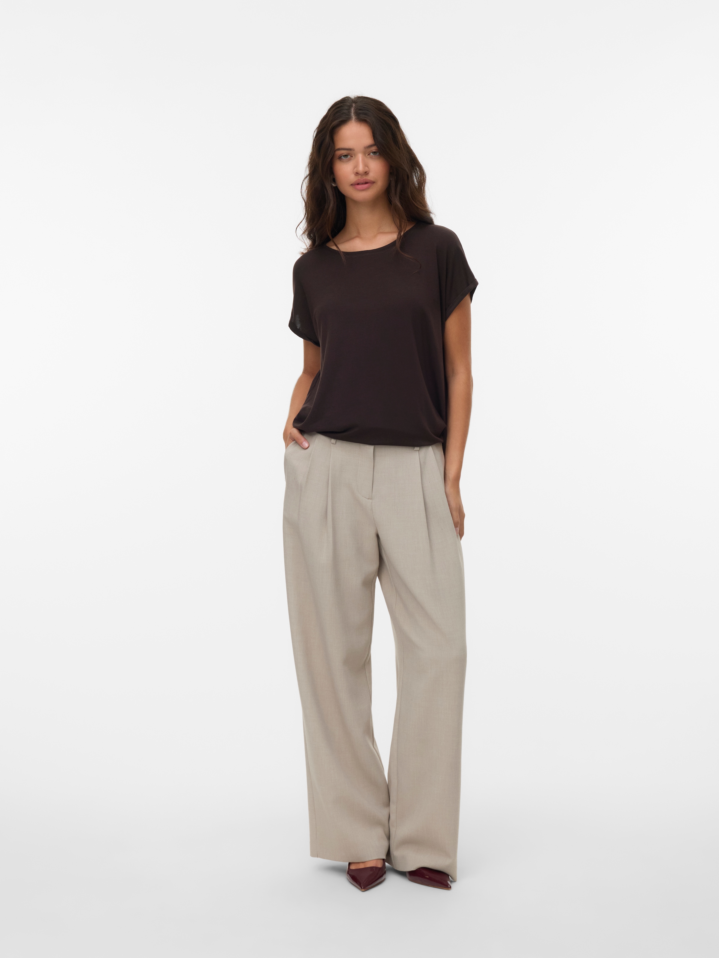 Vero Moda Rundhalsshirt »VMAVA PLAIN SS TOP GAJRS NOOS«