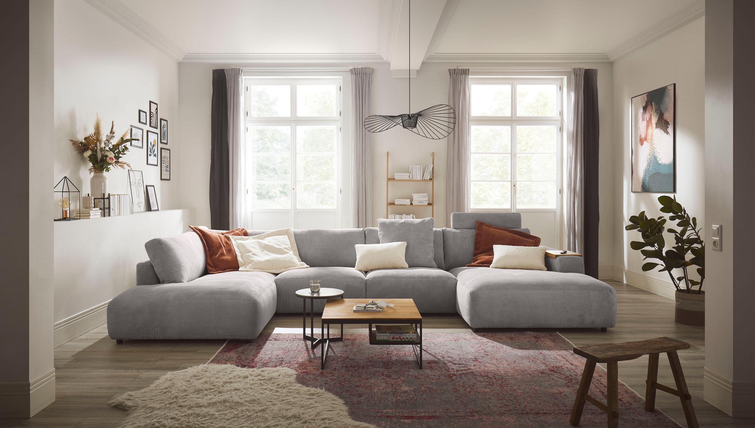 Musterring Wohnlandschaft "Lucia bequem und viel Platz, U-Form" Verschiedene Farben, Cord-Bezug, Gesamtbreite 434 cm