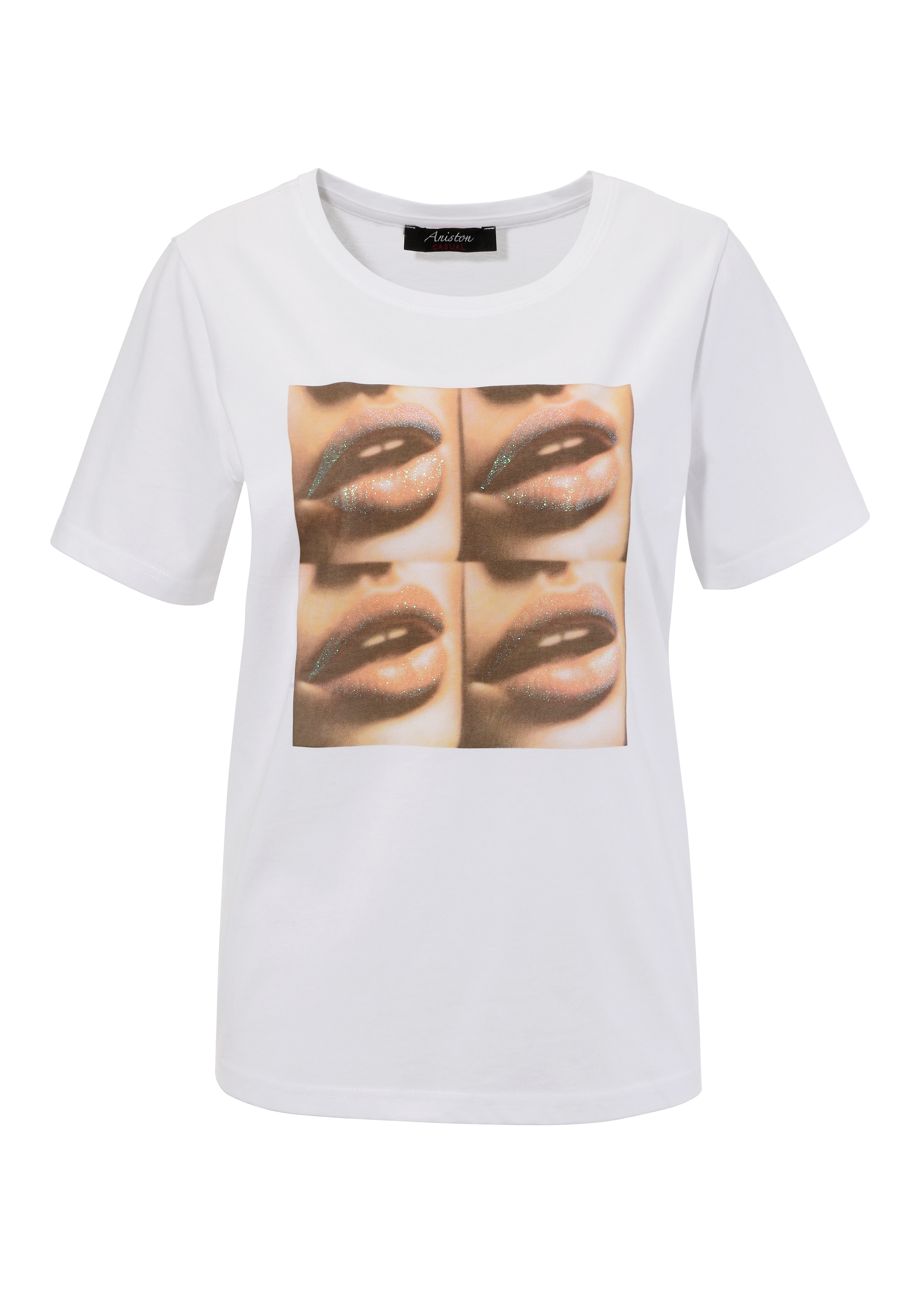 Aniston CASUAL T-Shirt, mit Glitzer verzierter Frontdruck - NEUE KOLLEKTION