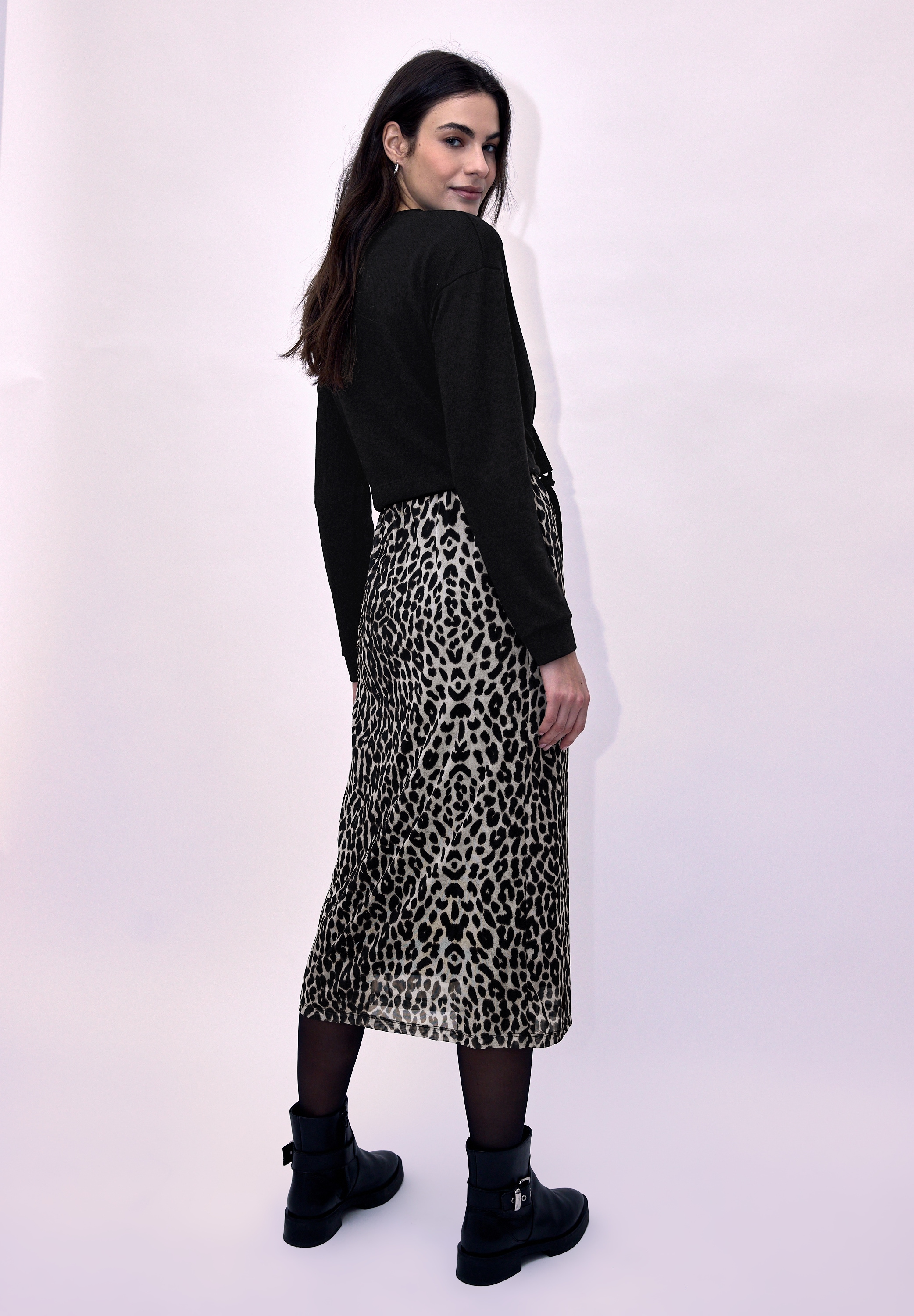 STREET ONE STUDIO Midikleid Ohne Taschen mit Leo-Muster