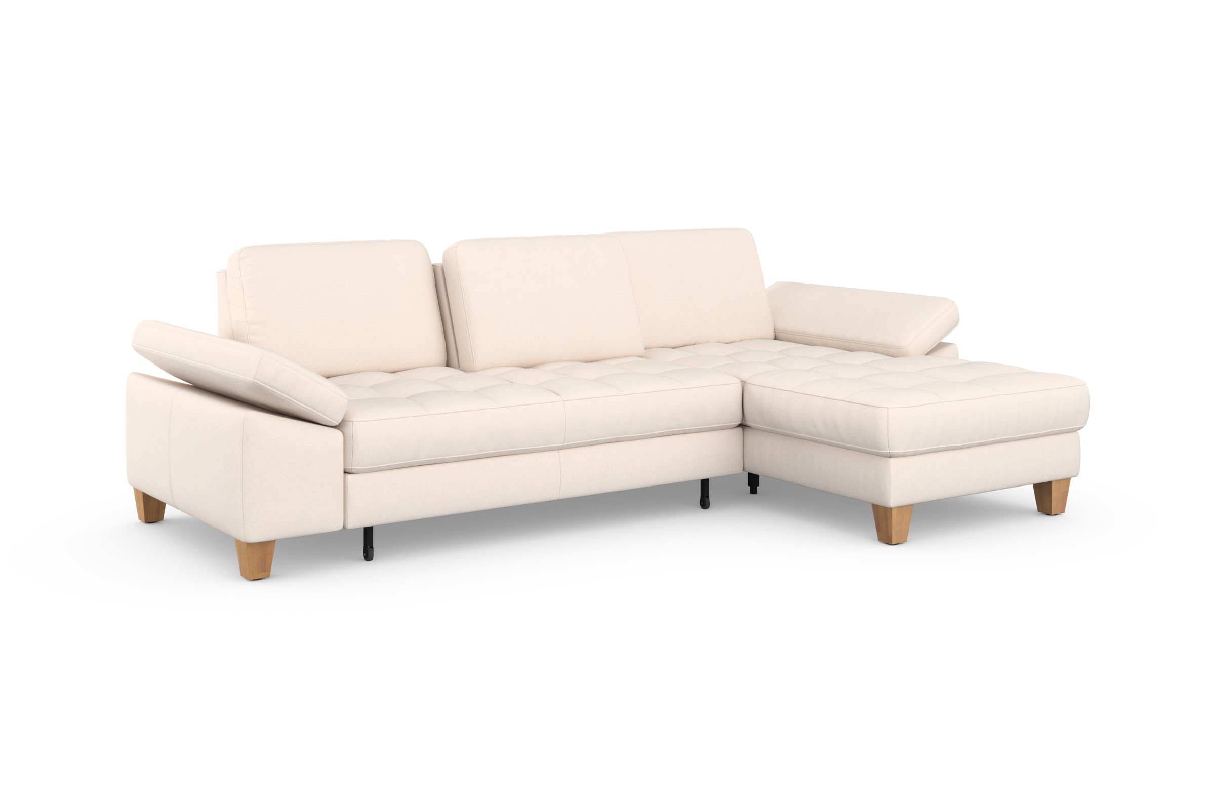 Ecksofa SIT & MORE "Westham L-Form", beige (creme), B:275cm H:88cm T:172cm, 100% Polyester, Sofas, Ecksofa, mit Recamiere, mit oder ohne Bettfunktion, Bettkasten, Füße Eiche 7