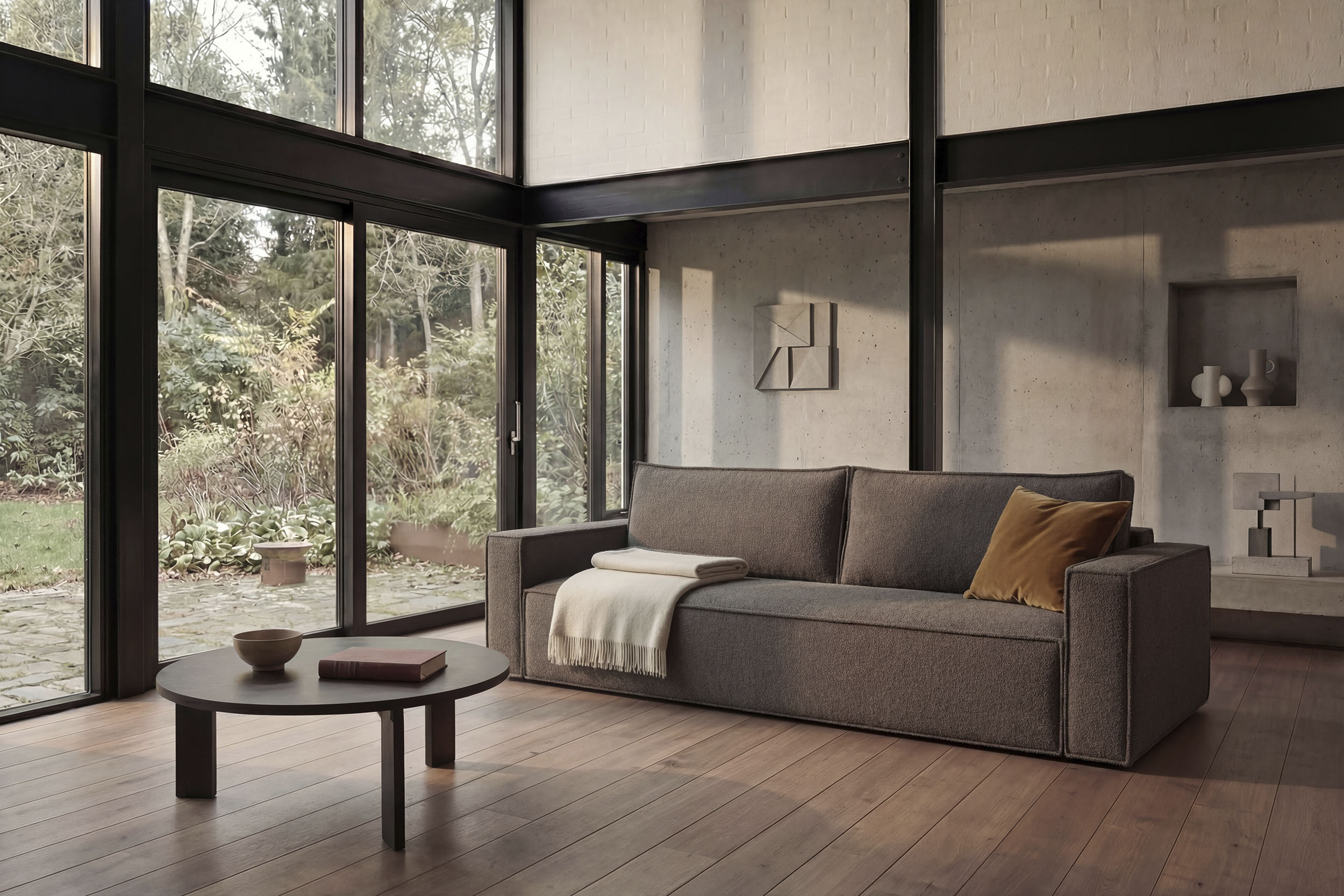 INNOVATION LIVING ™ 3-Sitzer "Newilla, Sofa mit Funktion in Cord oder Boucle-Bezug, bequem & modern" 10cm Pocket Spring Komfort, großer Stauraum, stabile Stahlkonstruktion