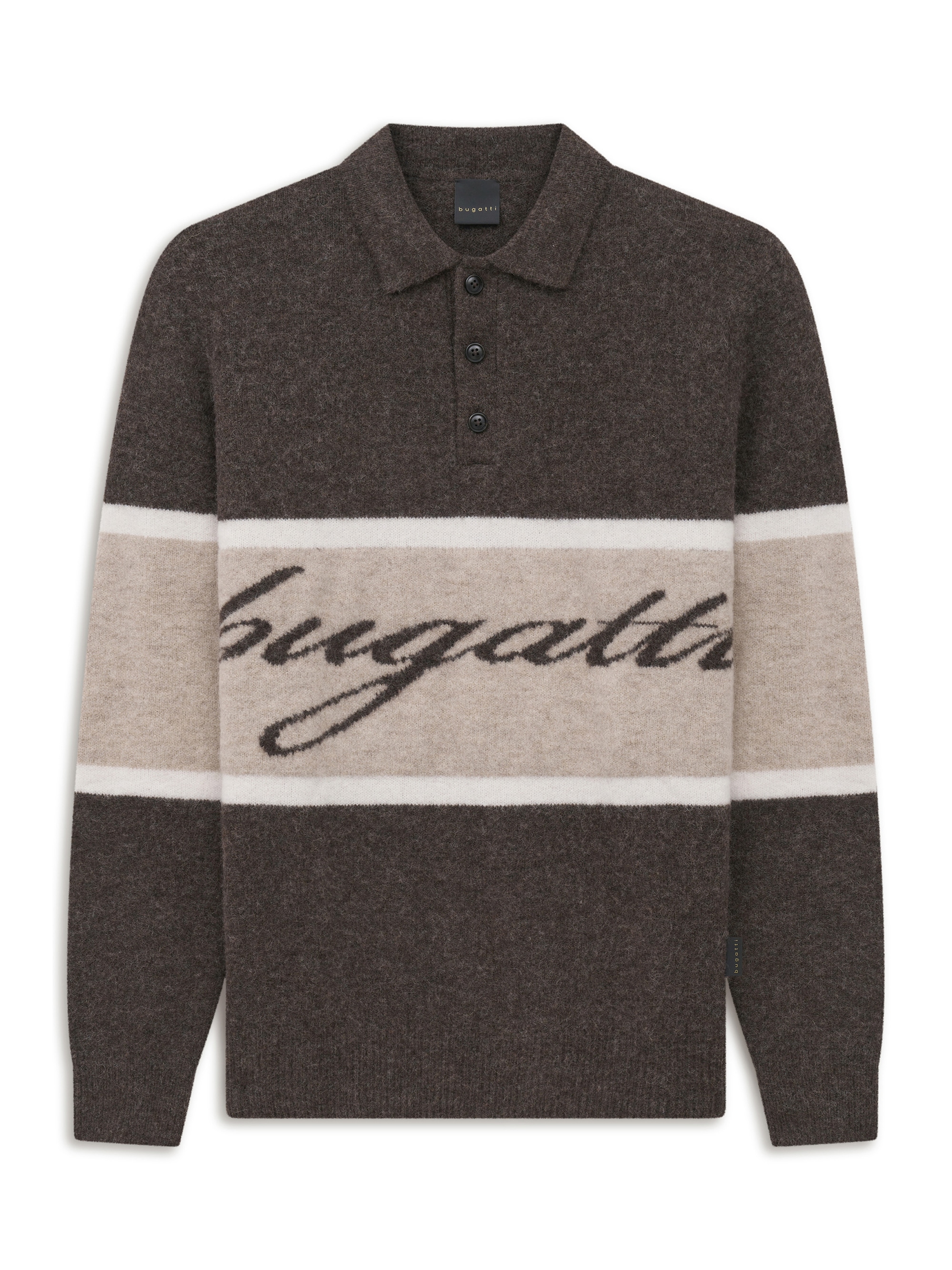 bugatti Poloshirt »Regular Fit« Regular Fit Wollmix Alpaka Colorblock