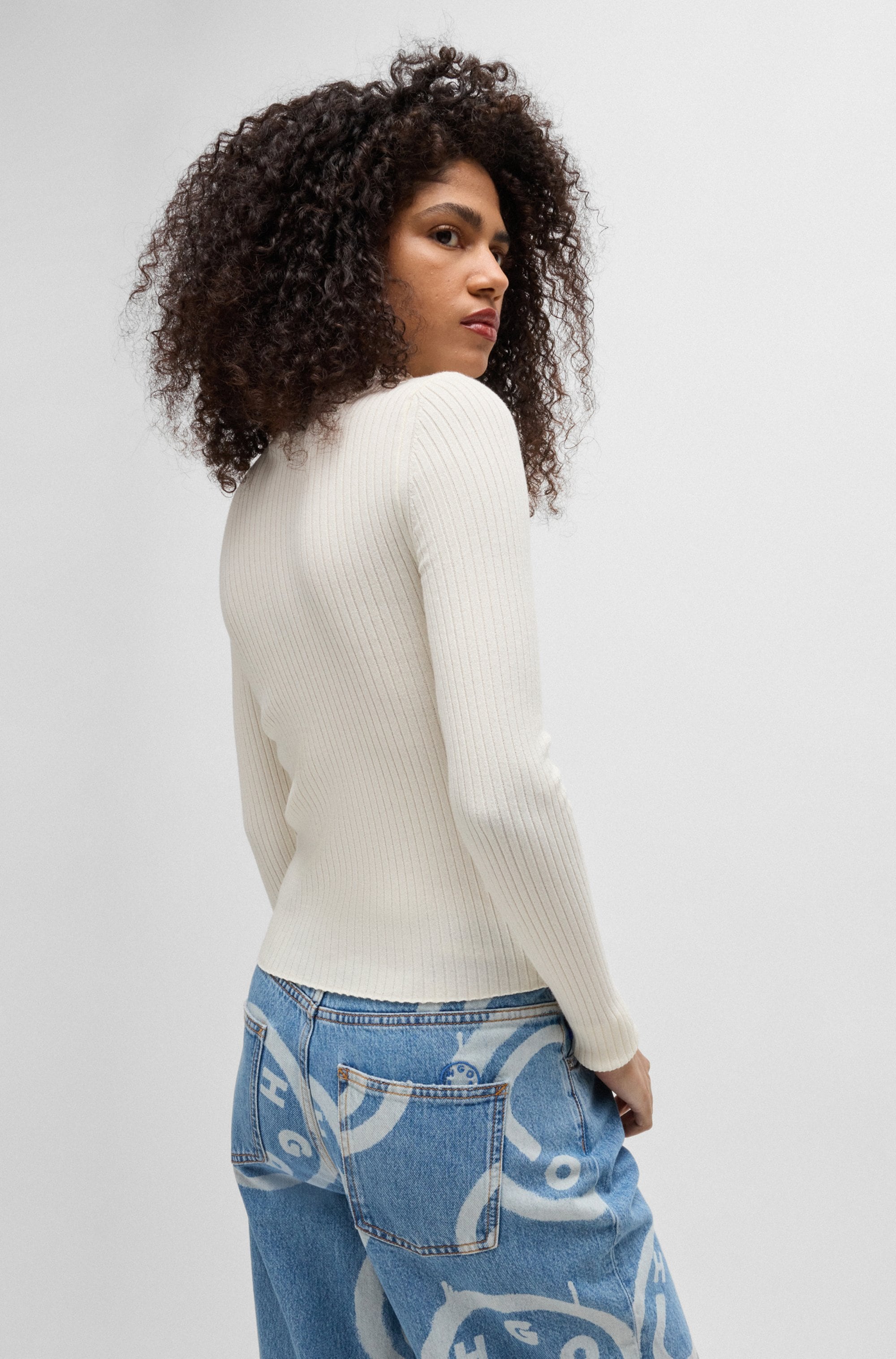 HUGO Blue Stehkragenpullover "Sarmie", mit Label-Stitching günstig online kaufen