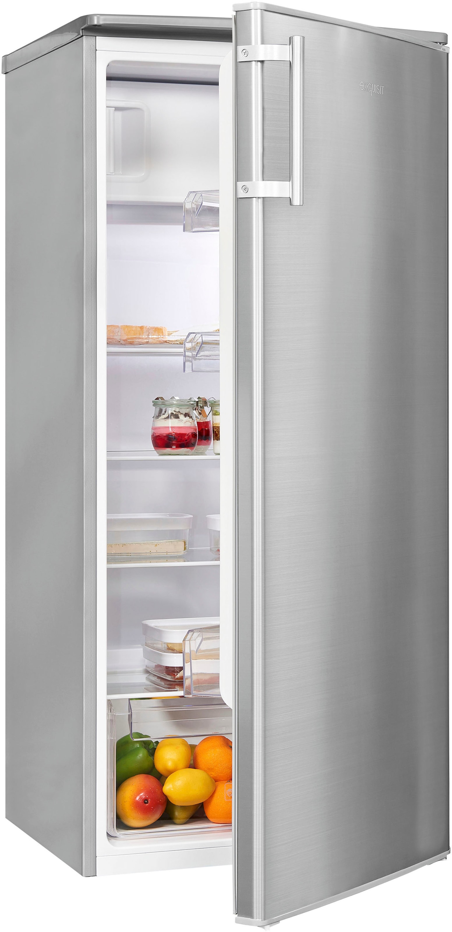 exquisit Kühlschrank "KS185-4-HE-040E inoxlook" 123,2 cm hoch 55 cm breit 1 günstig online kaufen