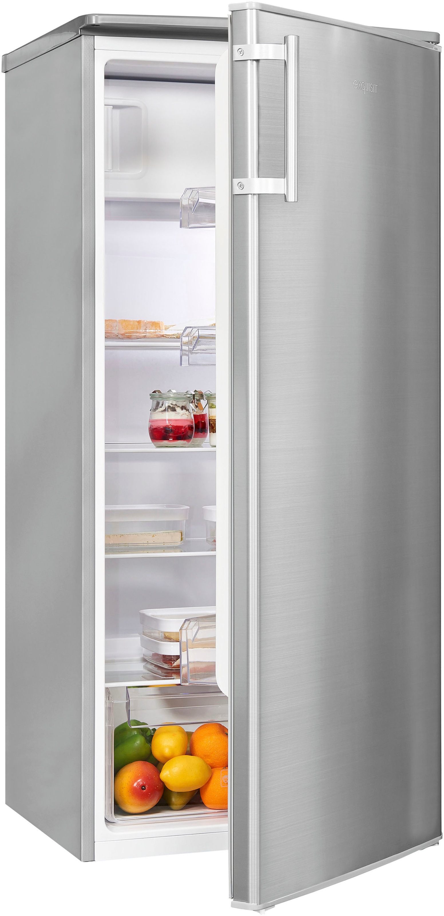 exquisit Kühlschrank "KS185-4-HE-040E inoxlook" 123,2 cm hoch 55 cm breit P günstig online kaufen