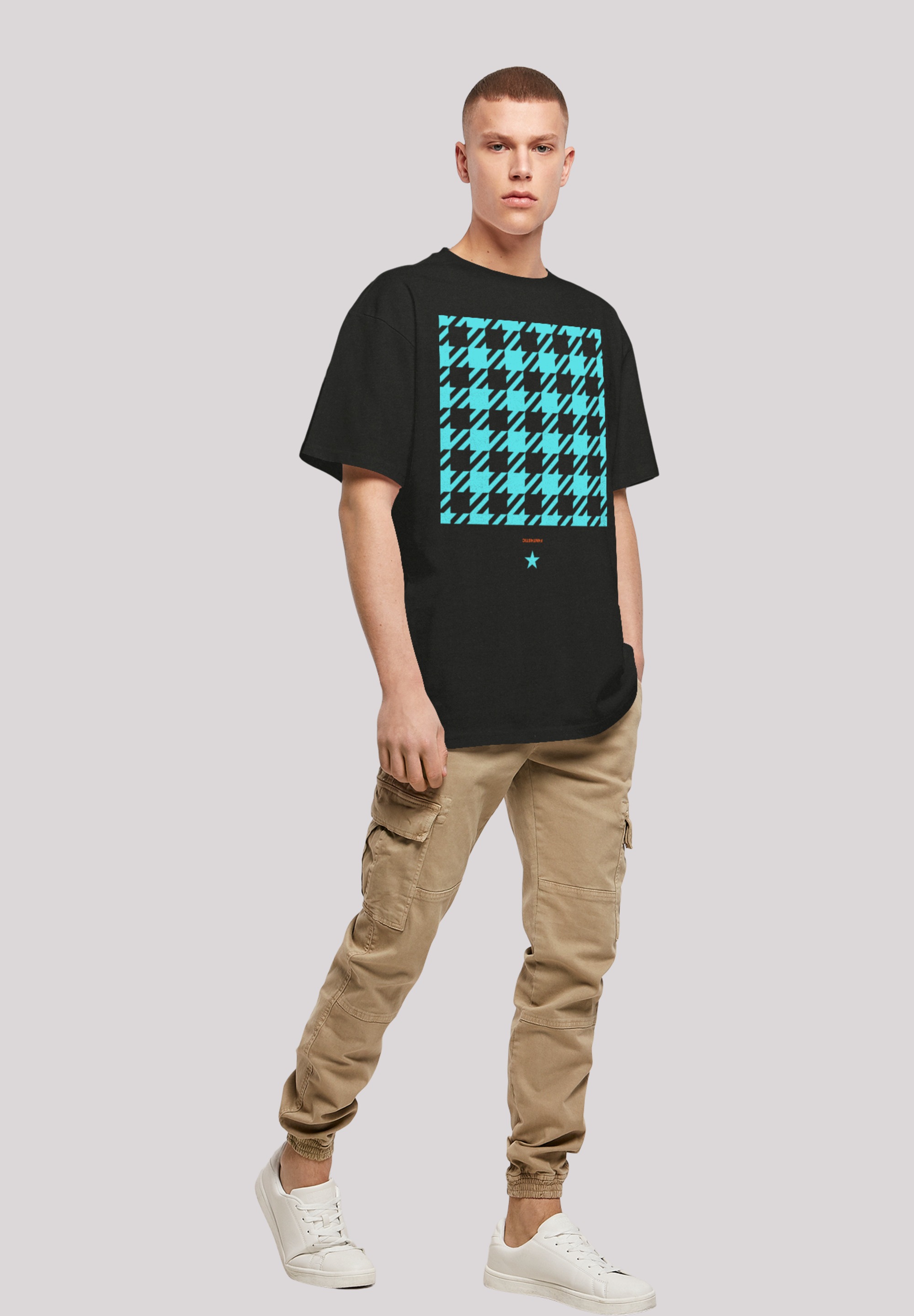 F4NT4STIC T-Shirt »Hahnentritt Karo blau«, Print