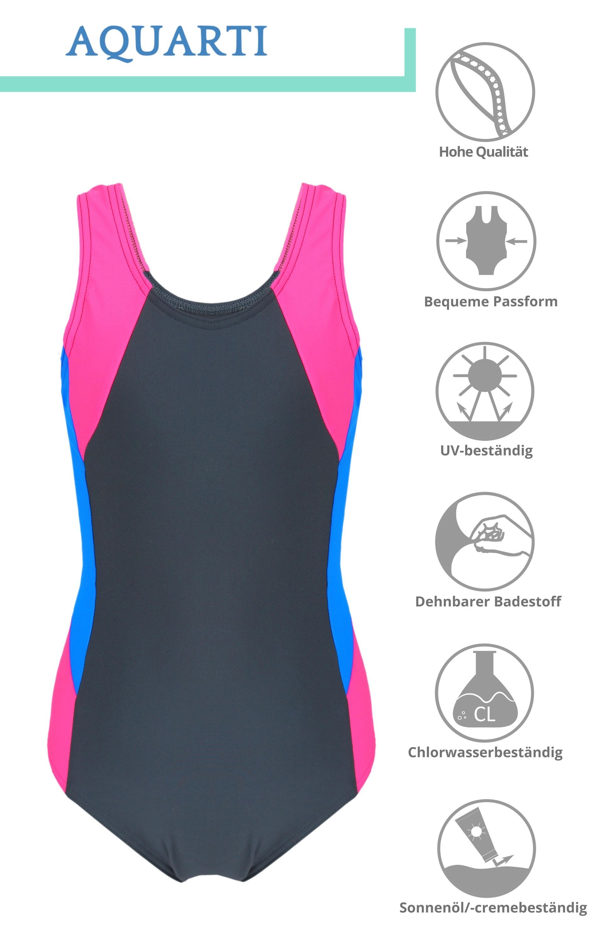 AQUARTI Badeanzug »Badeanzug Mädchen Badeanzug mit Ringerrücken«