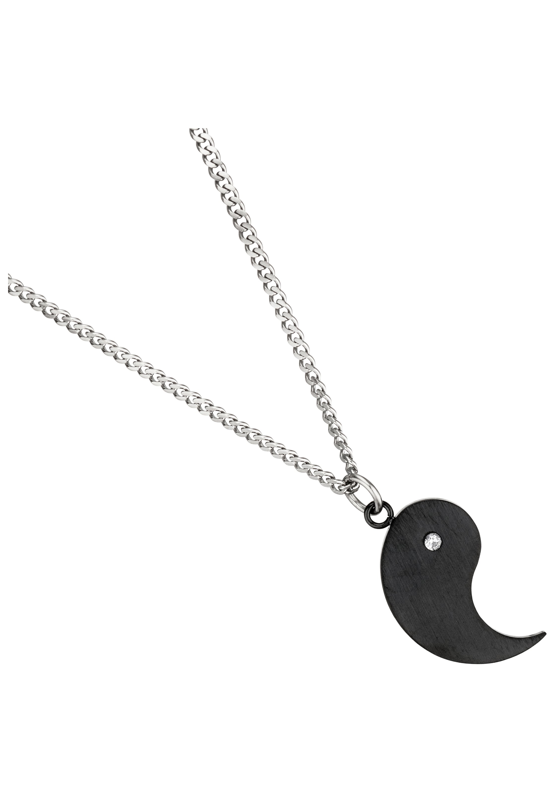 JOBO Kette mit Anhänger »Ying Yang«, Edelstahl mit Zirkonia