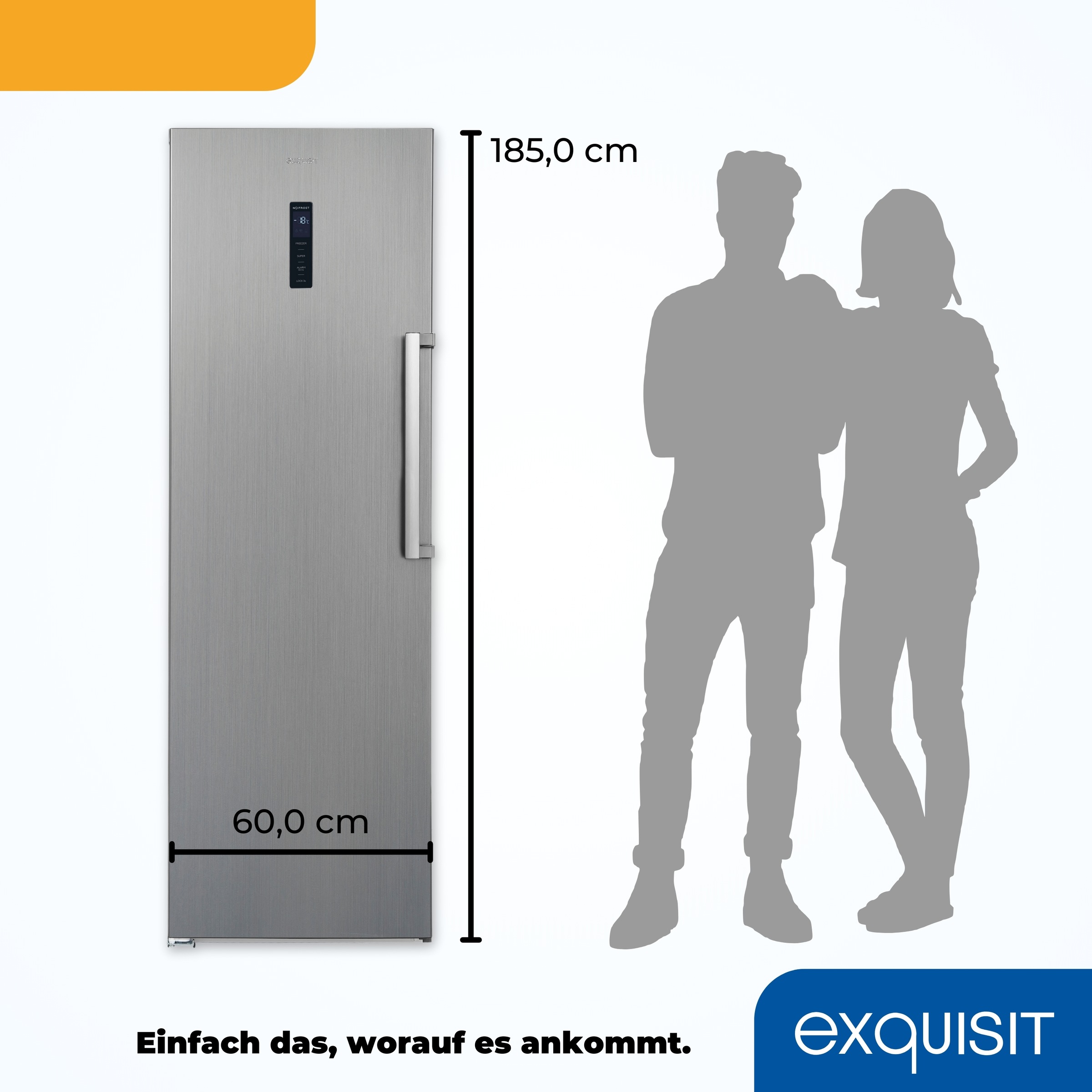 exquisit Gefrierschrank »GS295--H-040E inoxlook«, 185 cm hoch, 60 cm breit, Türanschlag wechselbar