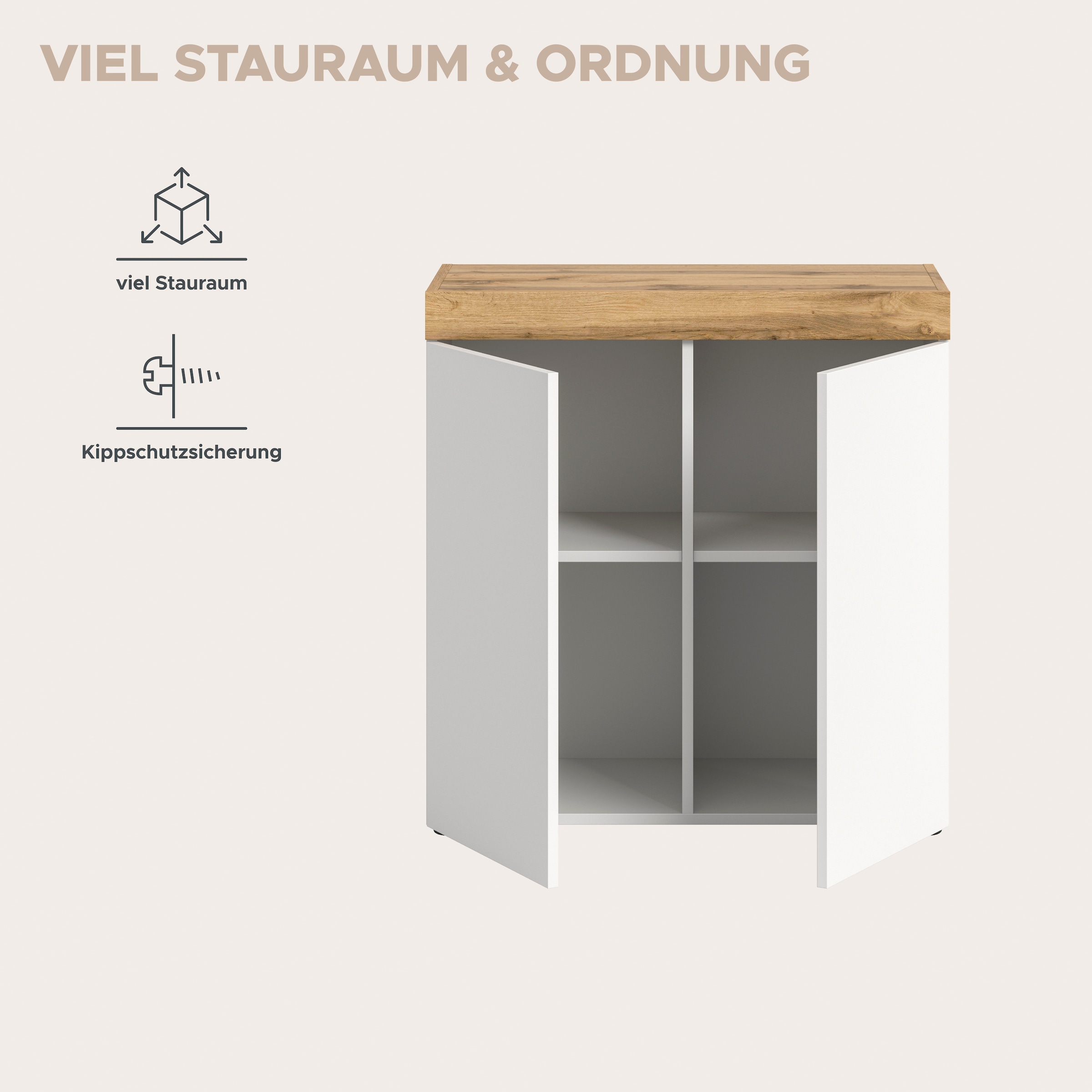 OTTO home Kommode »MAMBO, TOPSELLER!, Breite 77cm, 2 Türen, 4 Fächer, push-2-open« 2 farbige Ausführung, in verschiedenen Farben erhältlich, 1 Stk. tlg. Kommode, Anrichte, Wohnzimmer, Schlafzimmer