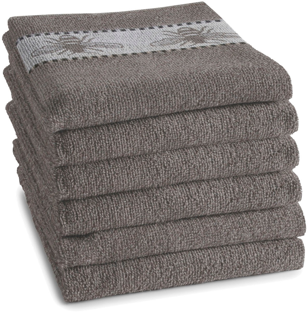 Geschirrtuch DDDDD, B:50cm L:55cmgrau, 100% Baumwolle, Geschirrtücher, "DDDDD Küchenhandtuch Honey 50x55 Grau (6er-Pack)", schnell trocknend, 100%