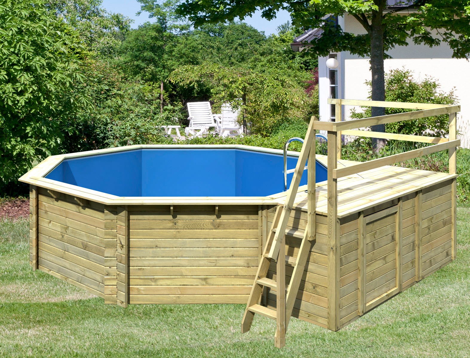 Karibu Achteckpool "TOSCANA Set C B428xL428xH124 cm" günstig online kaufen