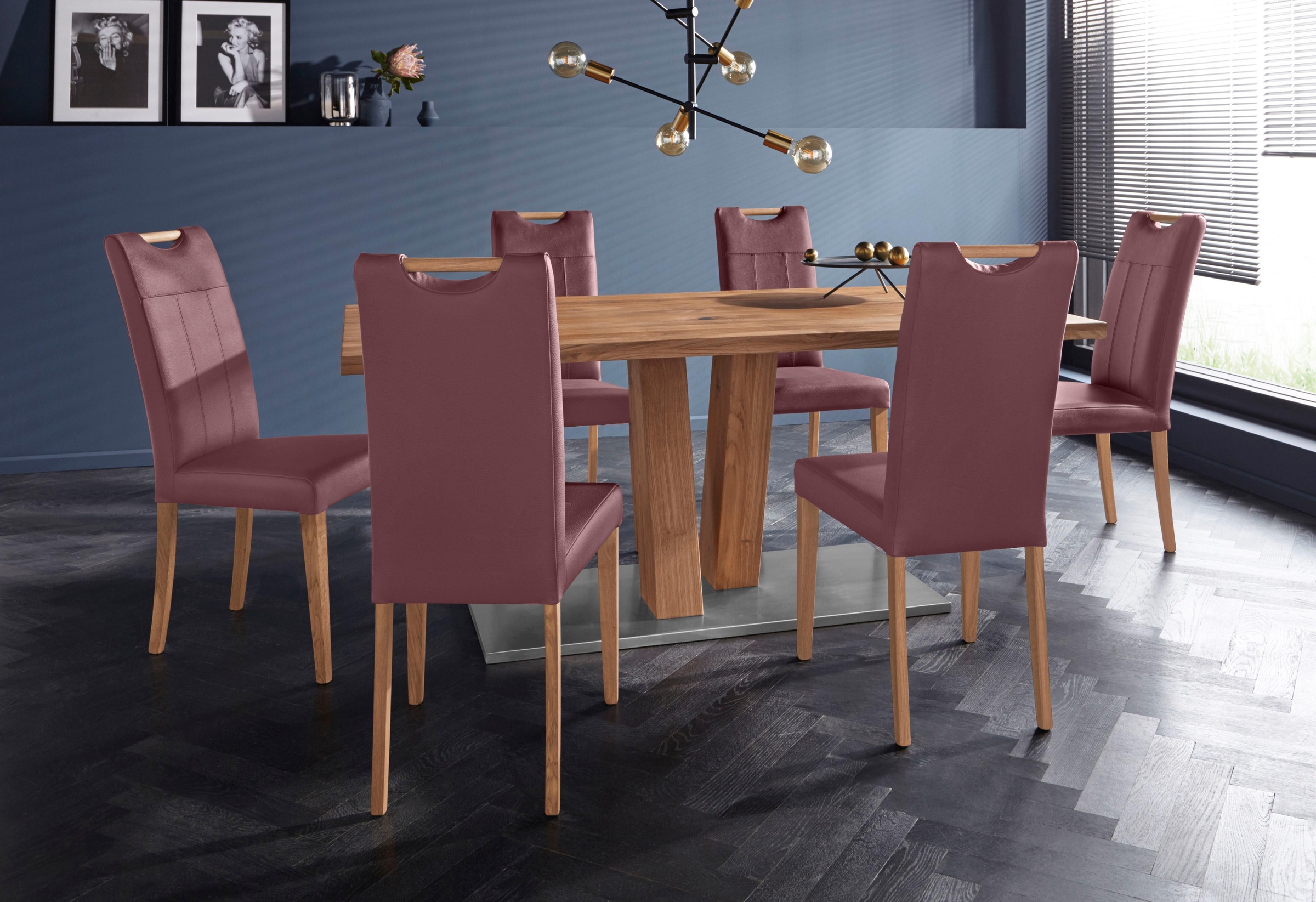 Thumbnail - Home affaire Esszimmerstuhl "Roberta" (Set) 2 Stk.mit Bezug aus Echtleder und Gestell aus Eiche Massivholz