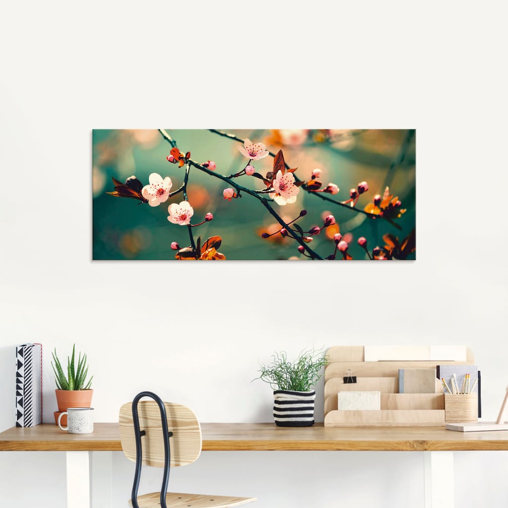 Artland Glasbild »Japanische Kirsch Sakura Blumen«, Blumen, (1 St.)