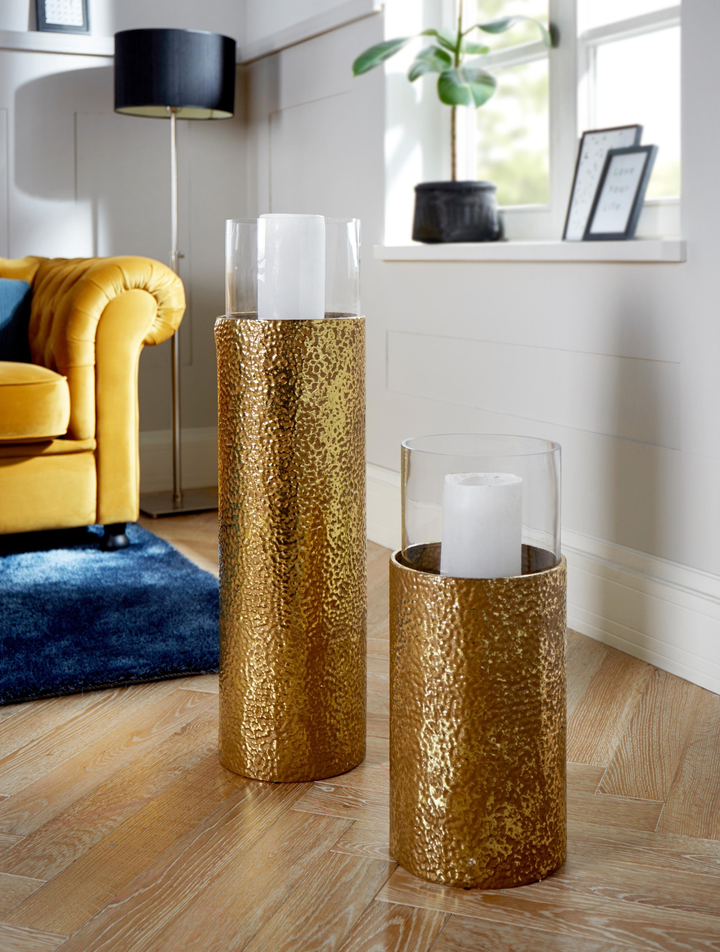 OTTO home Windlicht Bodenwindlicht, aus Metall, mit Glaseinsatz, ideal für Stumpenkerzen