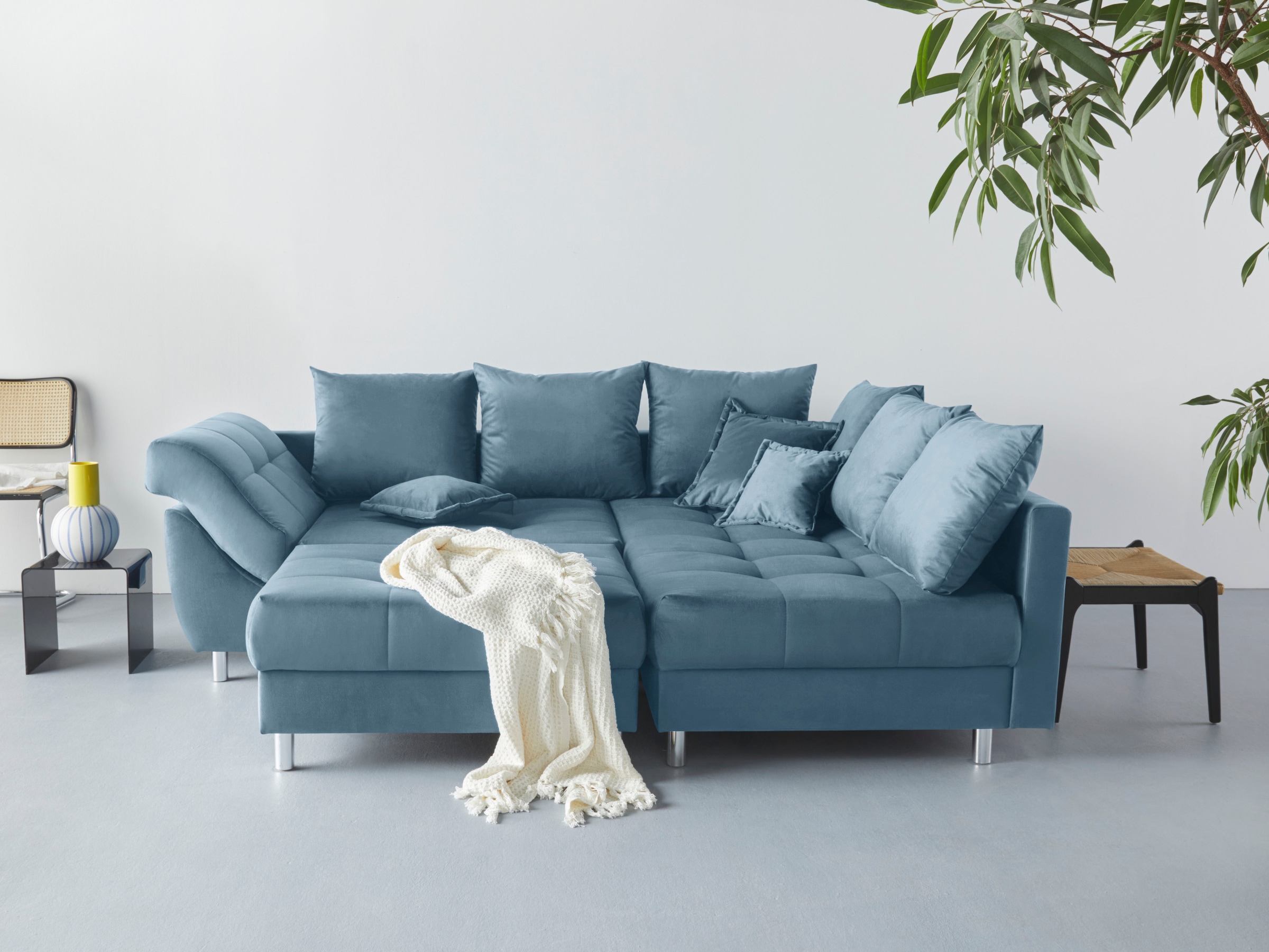COLLECTION AB Ecksofa "Innsbruck L-Form, B: 247 cm" Set: Sofa & Hocker, 3 Zierkissen, Federkern