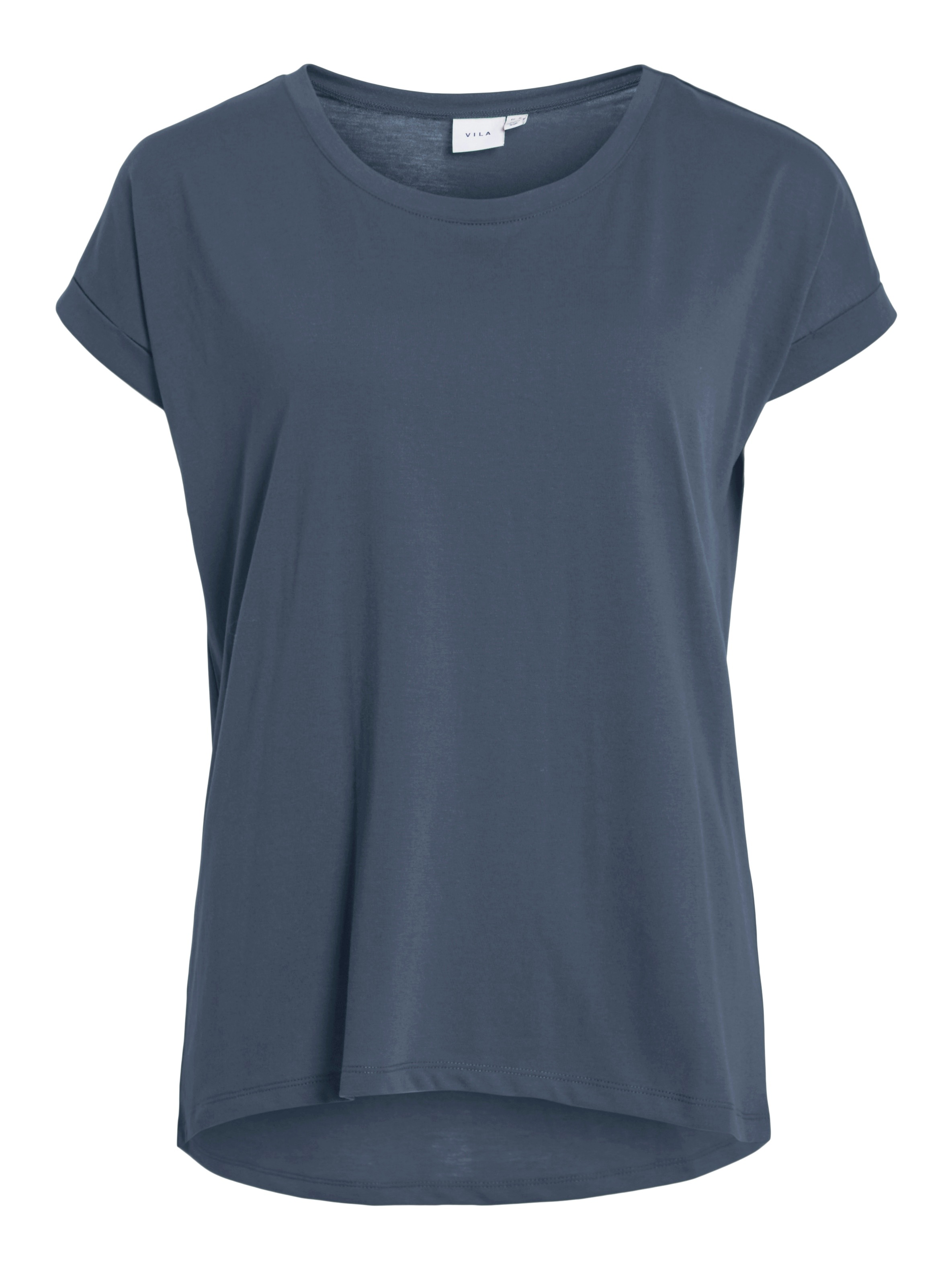 Vila Rundhalsshirt »VIDREAMERS NEW PURE T-SHIRT/SU-NOOS«, Basic Damen-T-Shirt mit Rundhalsausschnitt und umgeschlagenen Ärmeln