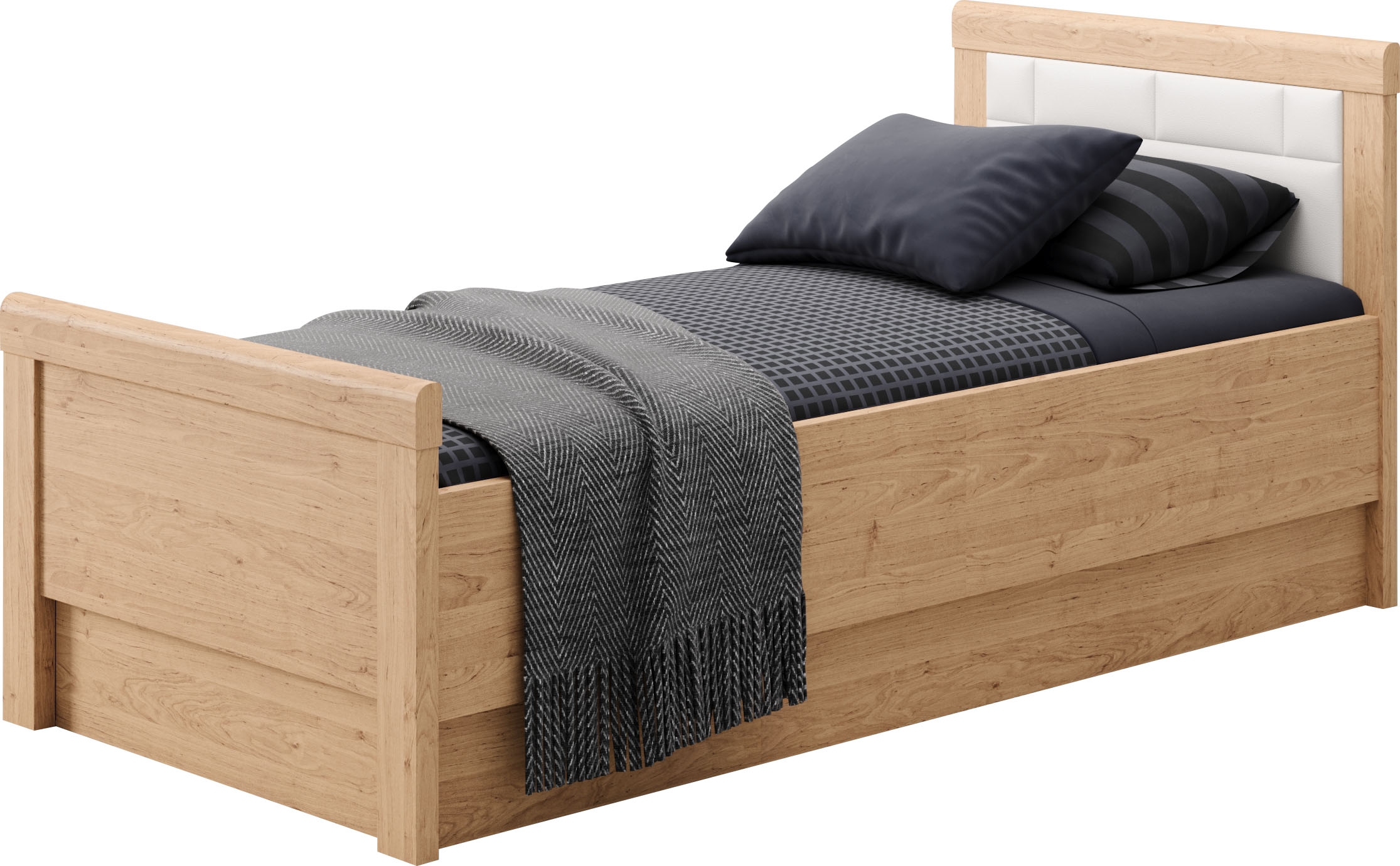 priess Einzelbett "Arnsberg Komfortbett mit flexibel höhenverstellbarer Liegefläche" gepolstertes Kopfteil, Made in Germany mit Blauem Engel und Goldenem M