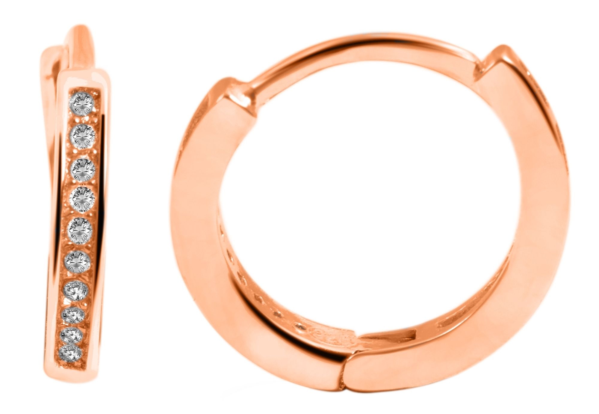 Adelia´s Klappcreolen »Damen Ohrringe – Klappcreole aus 925 Silber mit Zirkonia« Zum Verschenken – passend für viele Anlässe