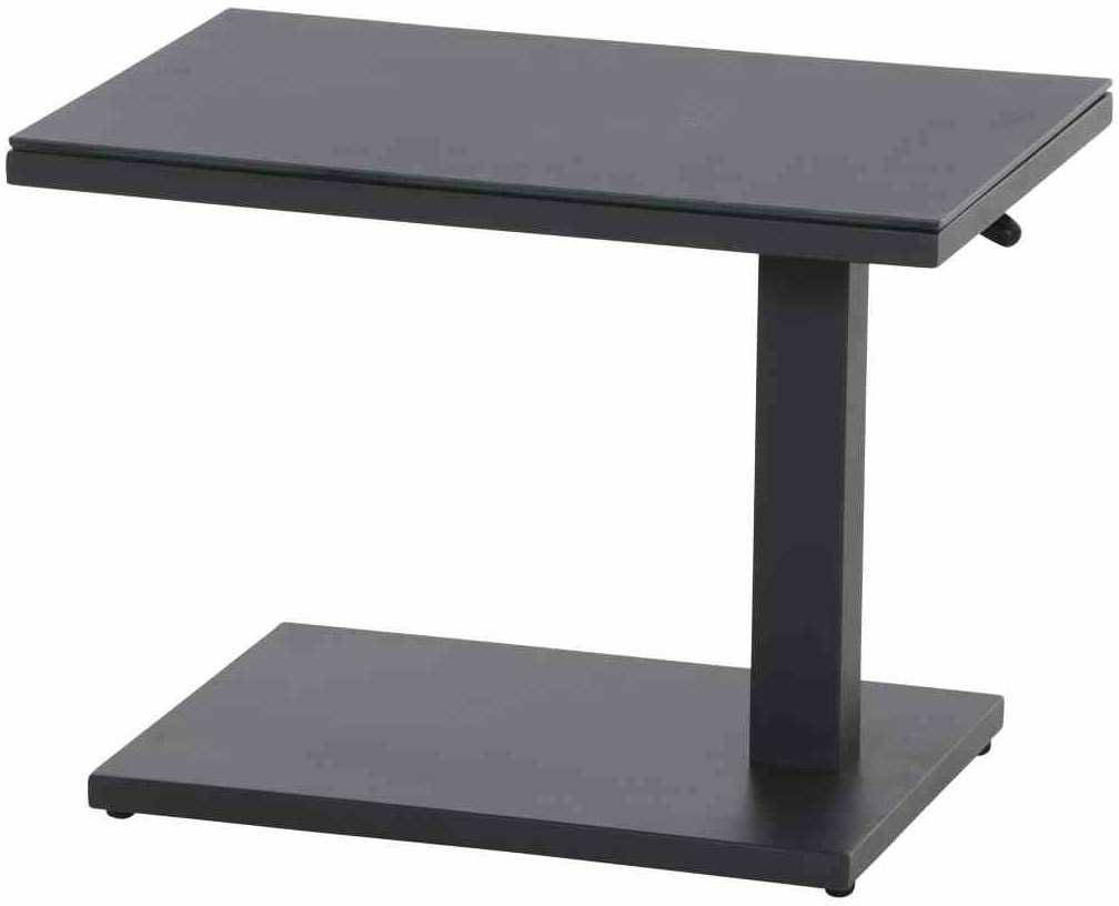 Siena Garden Gartentisch »TORENO Lift-Beistelltisch 60x40cm« Aluminiumgestell matt anthrazit, Tischplatte aus Glas in dark concrete