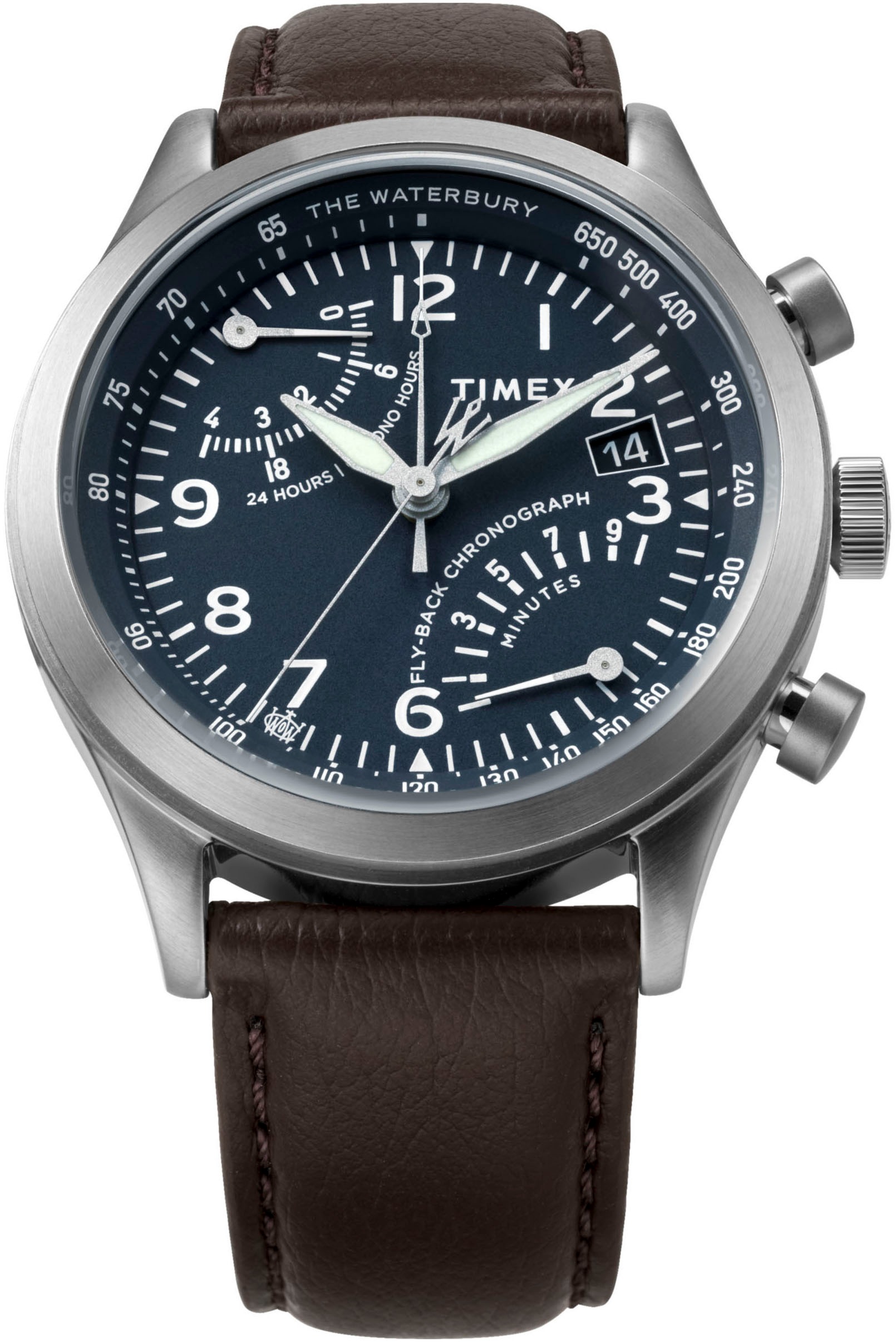 Timex Chronograph »WATERBURY TRADITIONAL«, Quarzuhr, Armbanduhr, Herrenuhr, Datum, Leuchtzeiger, Stoppfunktion