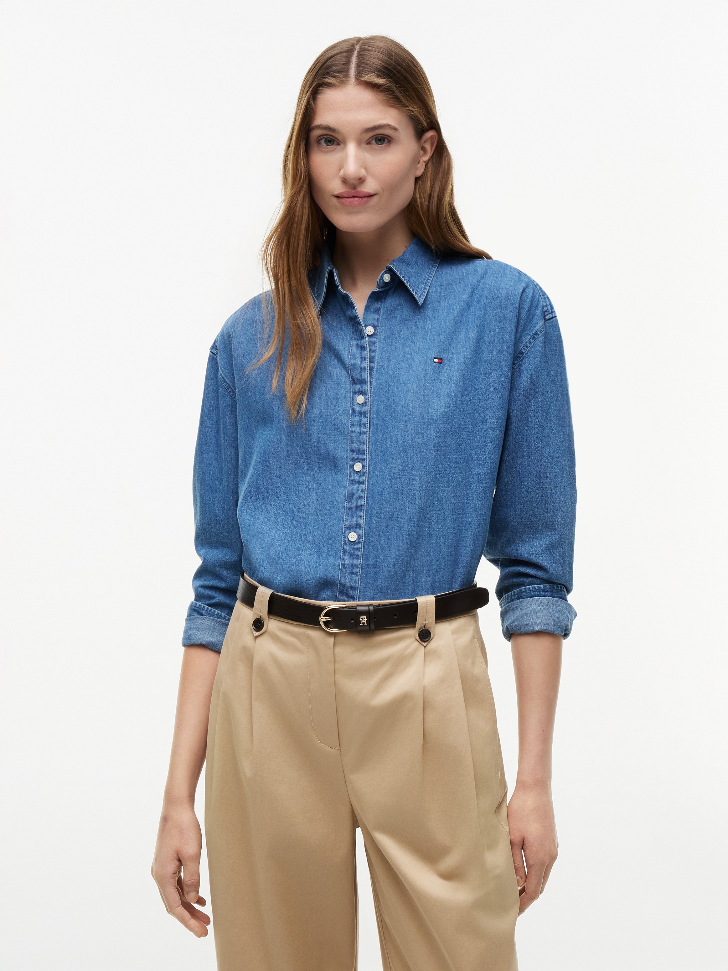 Tommy Hilfiger Jeansbluse "LIGHT DENIM BOXY SHIRT LS" Baumwolle