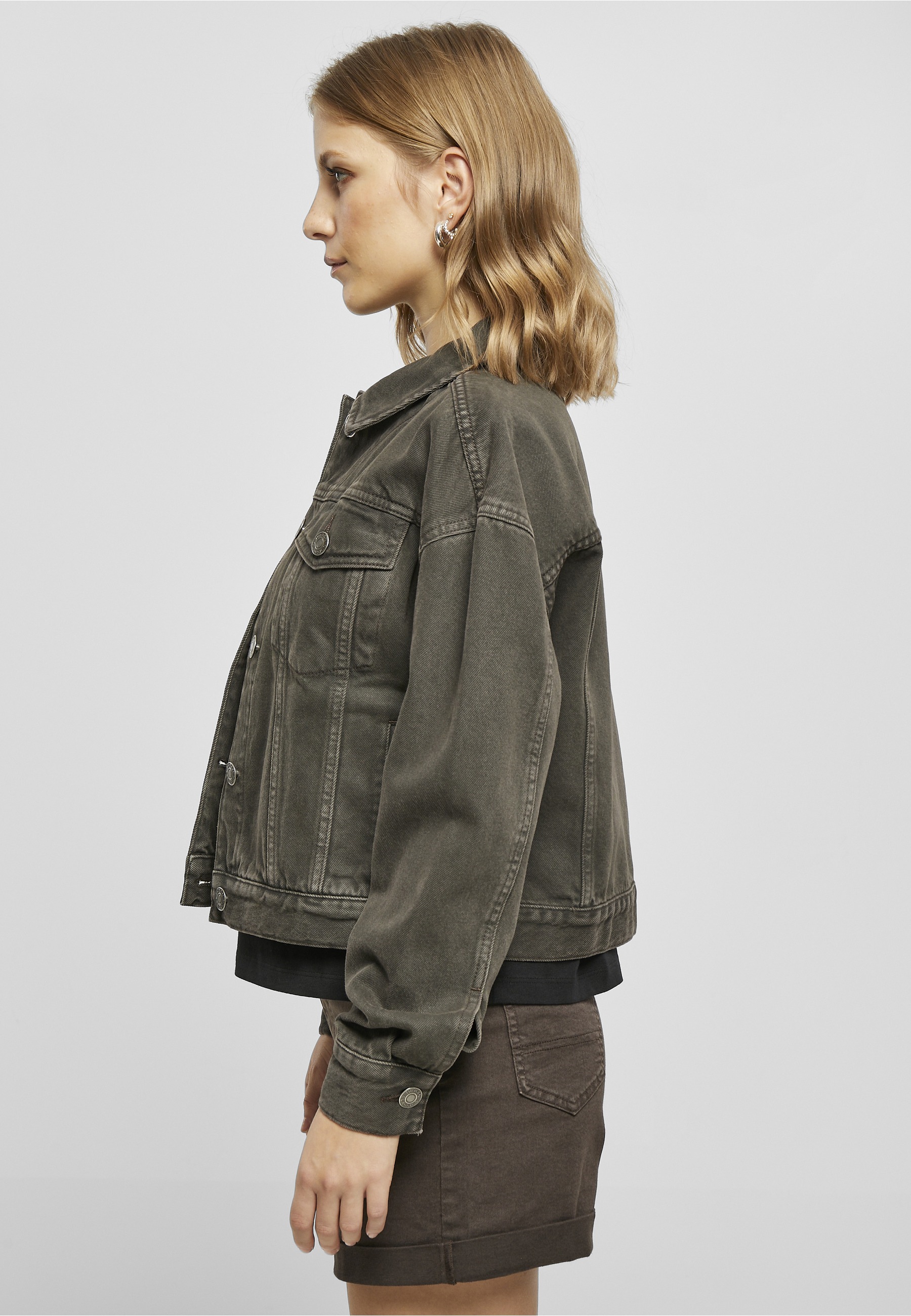 URBAN CLASSICS Jeansjacke »Urban Classics Damen Ladies Oversized Colored Denim Jacket« 1 Stk. tlg. ohne Kapuze