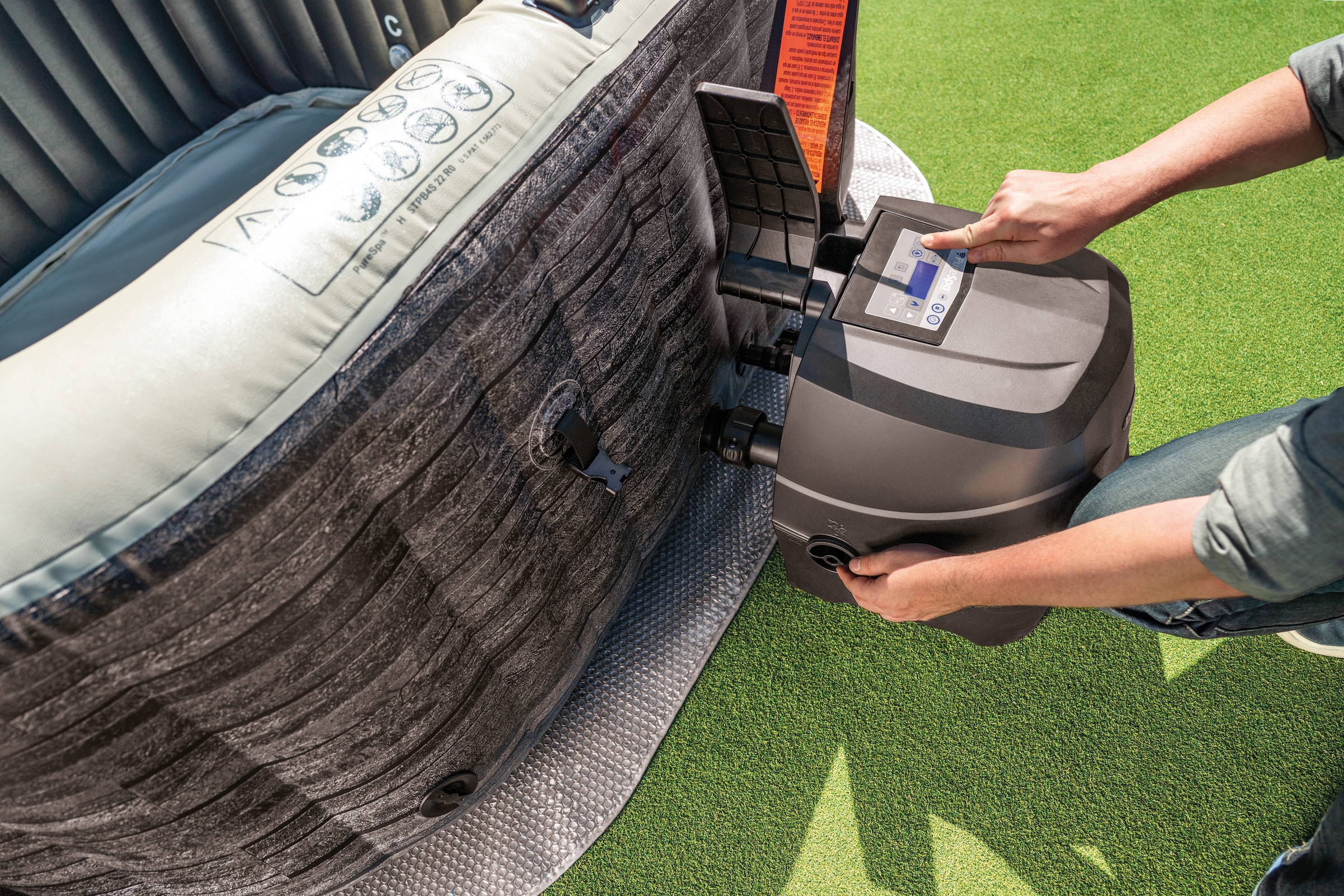 Intex Whirlpool »»PureSpa Greystone Deluxe 4P««, grau, in verschiedenen Größen