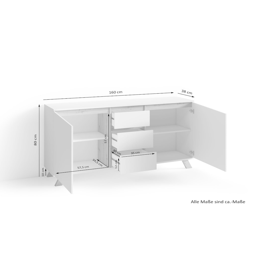 byLIVING Sideboard »Valentin«, Breite 160 und 180 cm