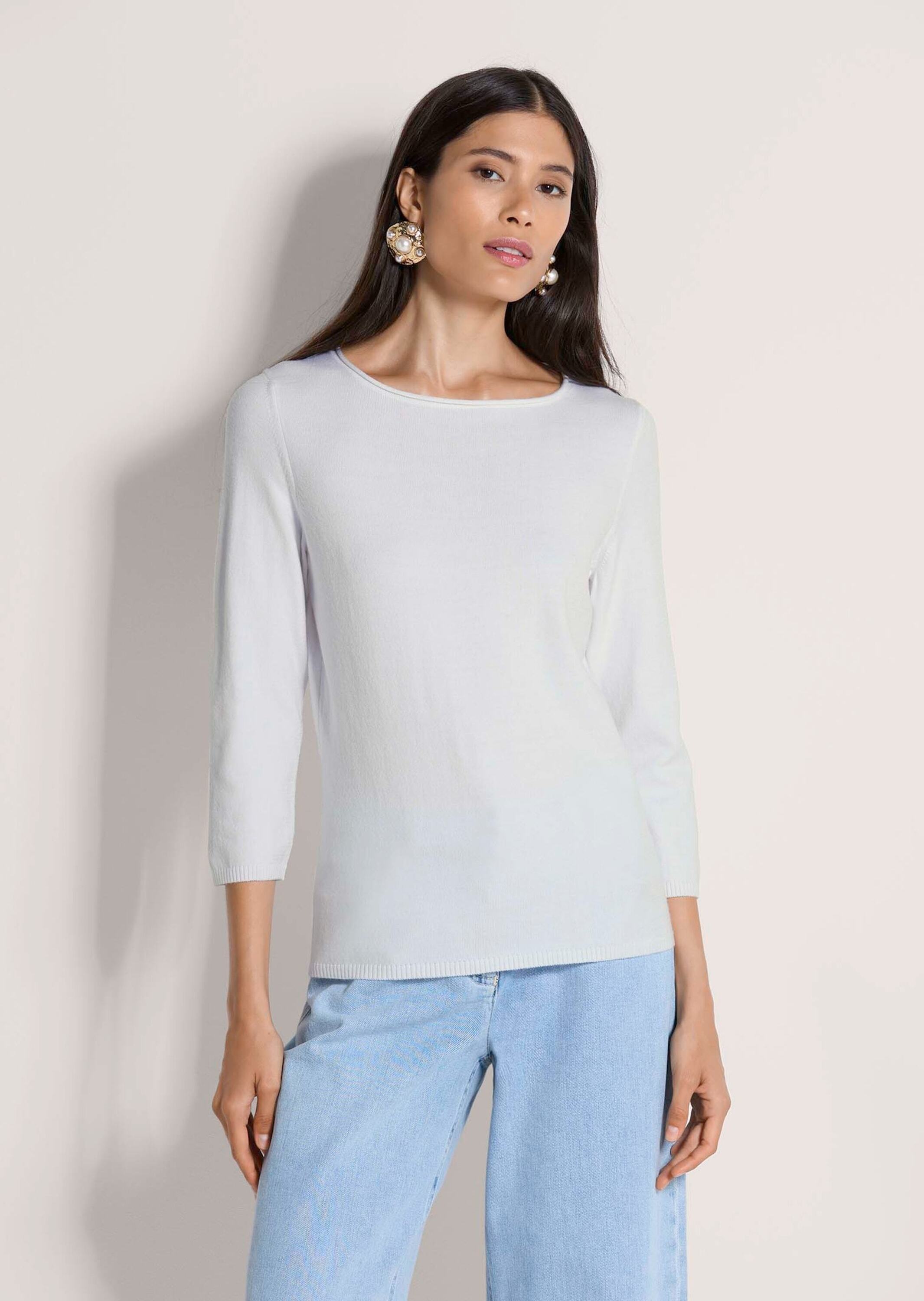 Thumbnail - MADELEINE Longpullover "Feinstrickpullover Basic-Pullover mit Rollkante" Eleganter U-Boot-Ausschnitt