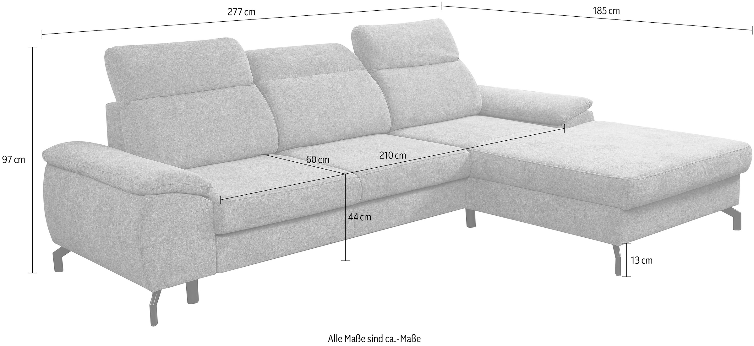 WERK2 Ecksofa »Panama L-Form«, Modernes Sofa mit Schlaffunktion, Bettkasten, Kopfteile verstellbar